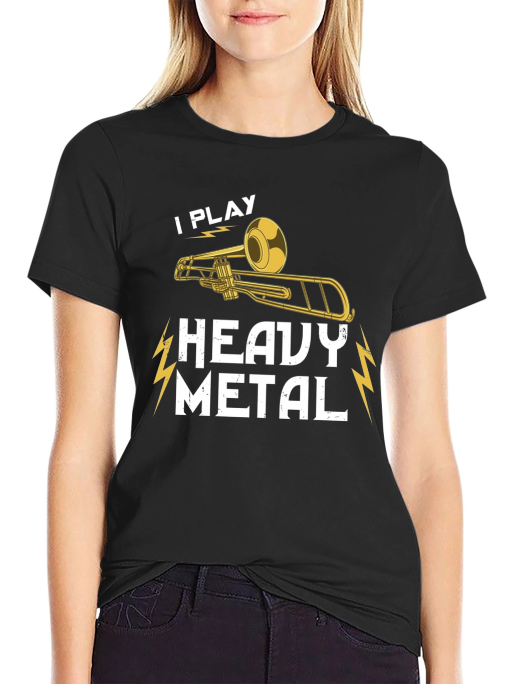 I Play Heavy Metal Trombone Black T-Shirt