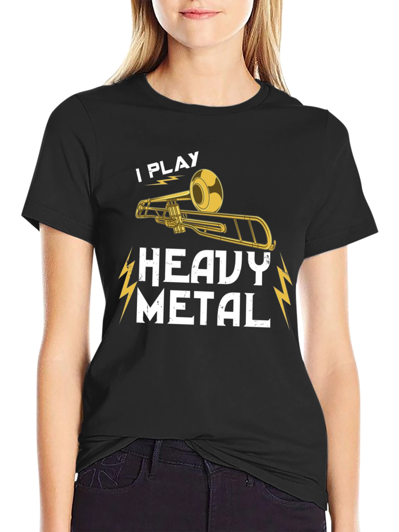 I Play Heavy Metal Trombone Black T-Shirt