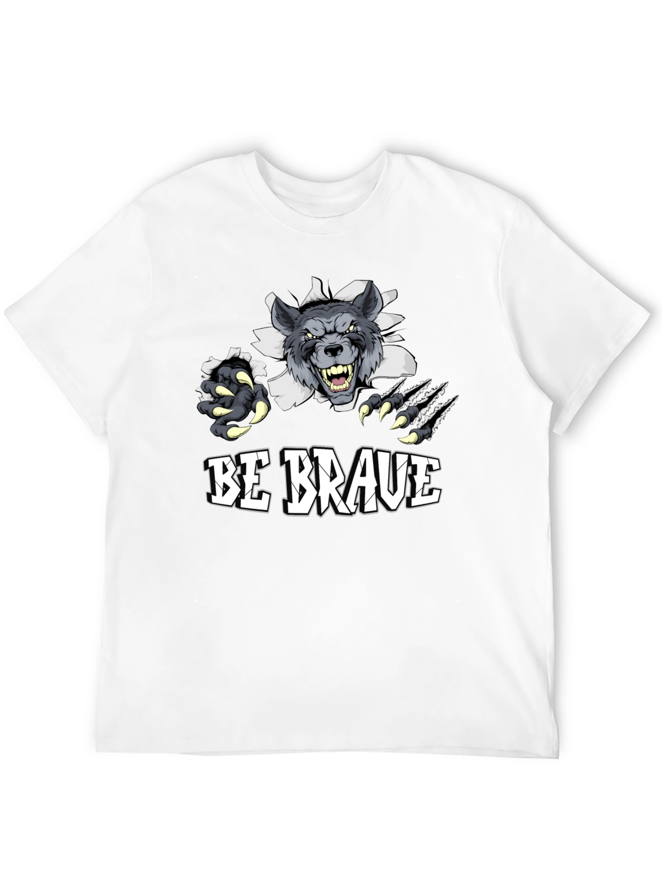 Be Brave Wolf Graphic Tee - Mens Black T-Shirt