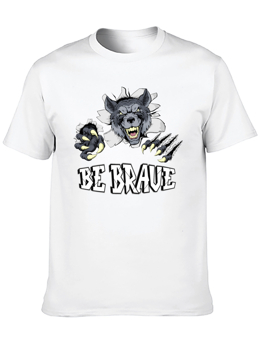Be Brave Wolf Graphic Tee - Mens Black T-Shirt