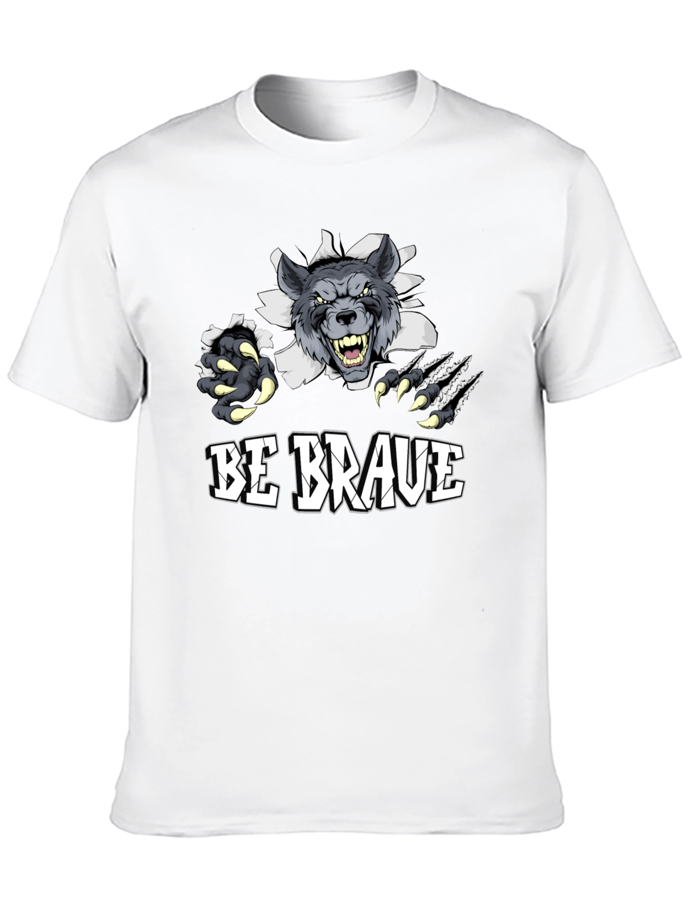 Be Brave Wolf Graphic Tee - Mens Black T-Shirt