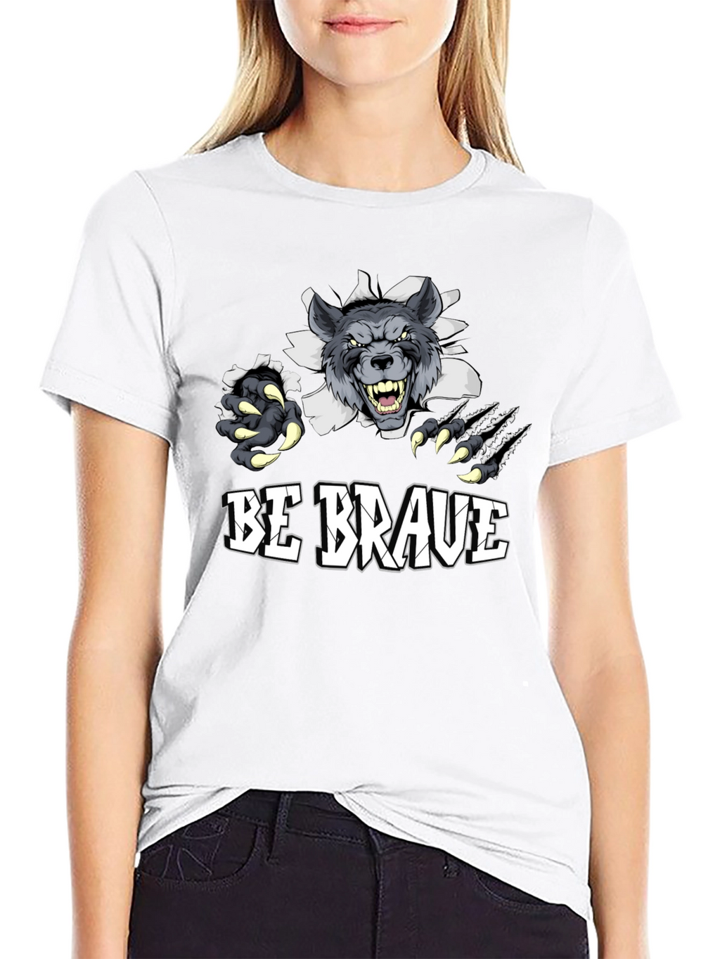 Be Brave Wolf Graphic Tee - Mens Black T-Shirt