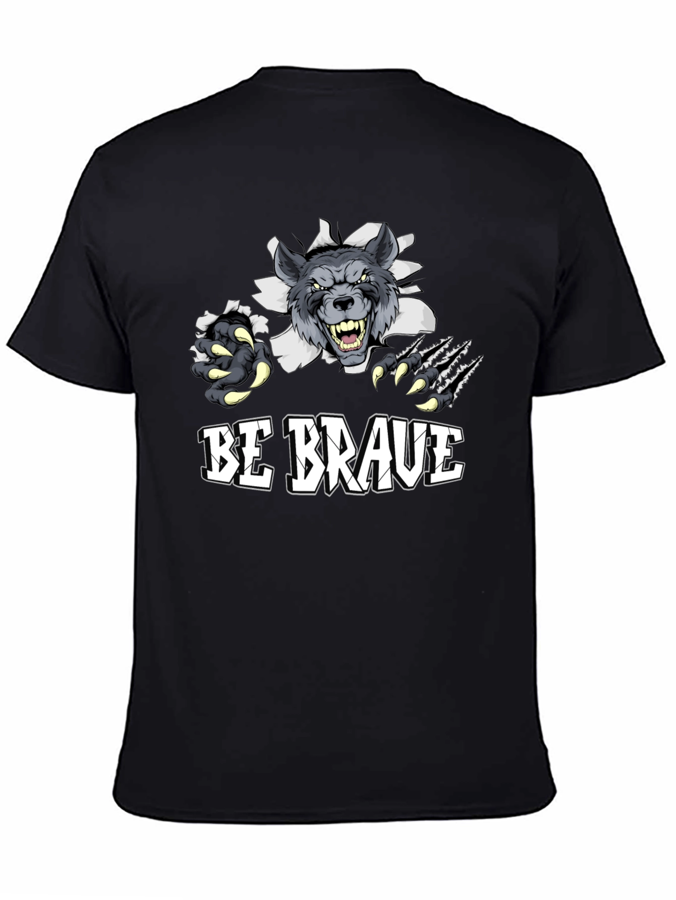 Be Brave Wolf Graphic Tee - Mens Black T-Shirt