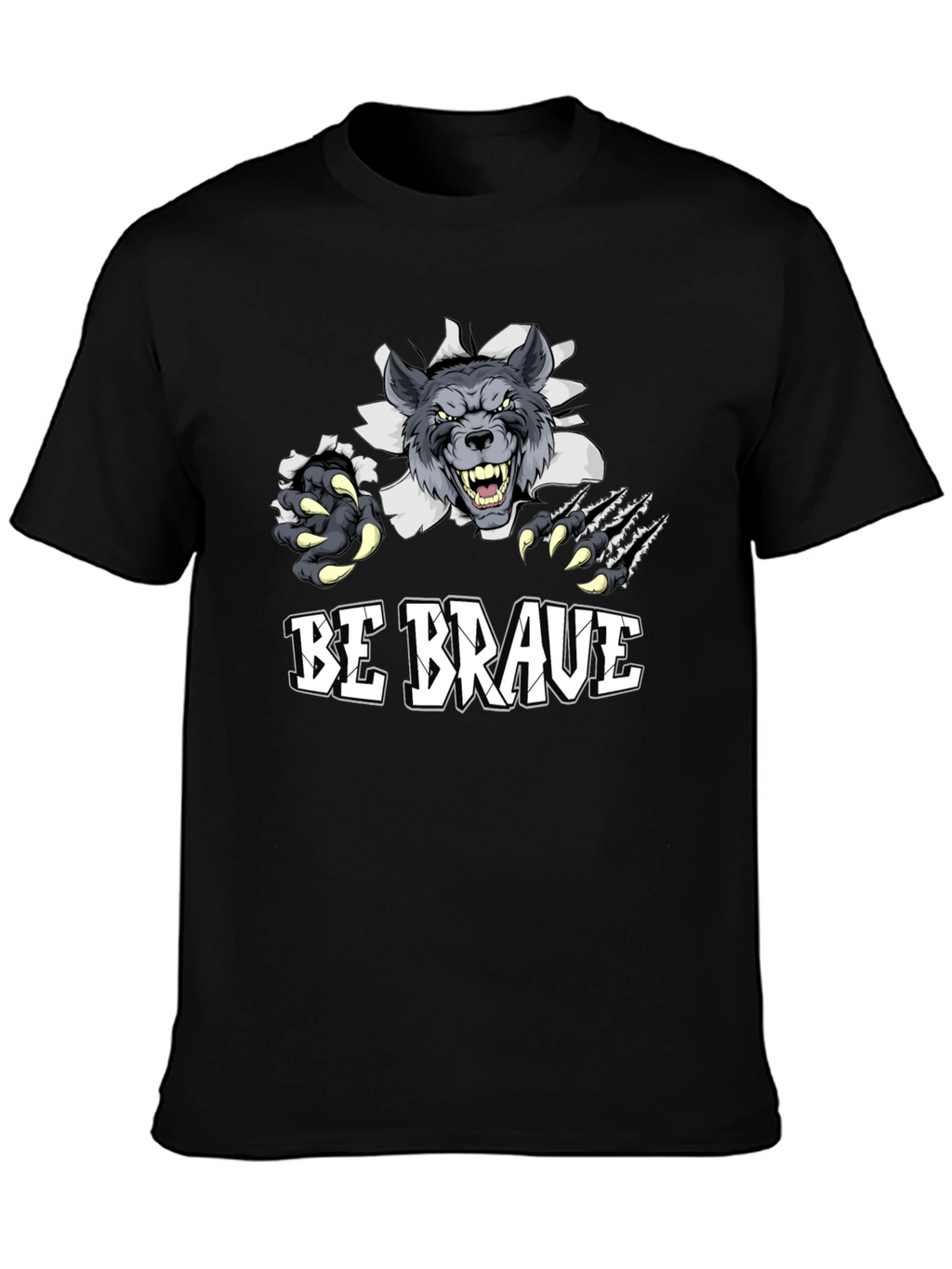 Be Brave Wolf Graphic Tee - Mens Black T-Shirt