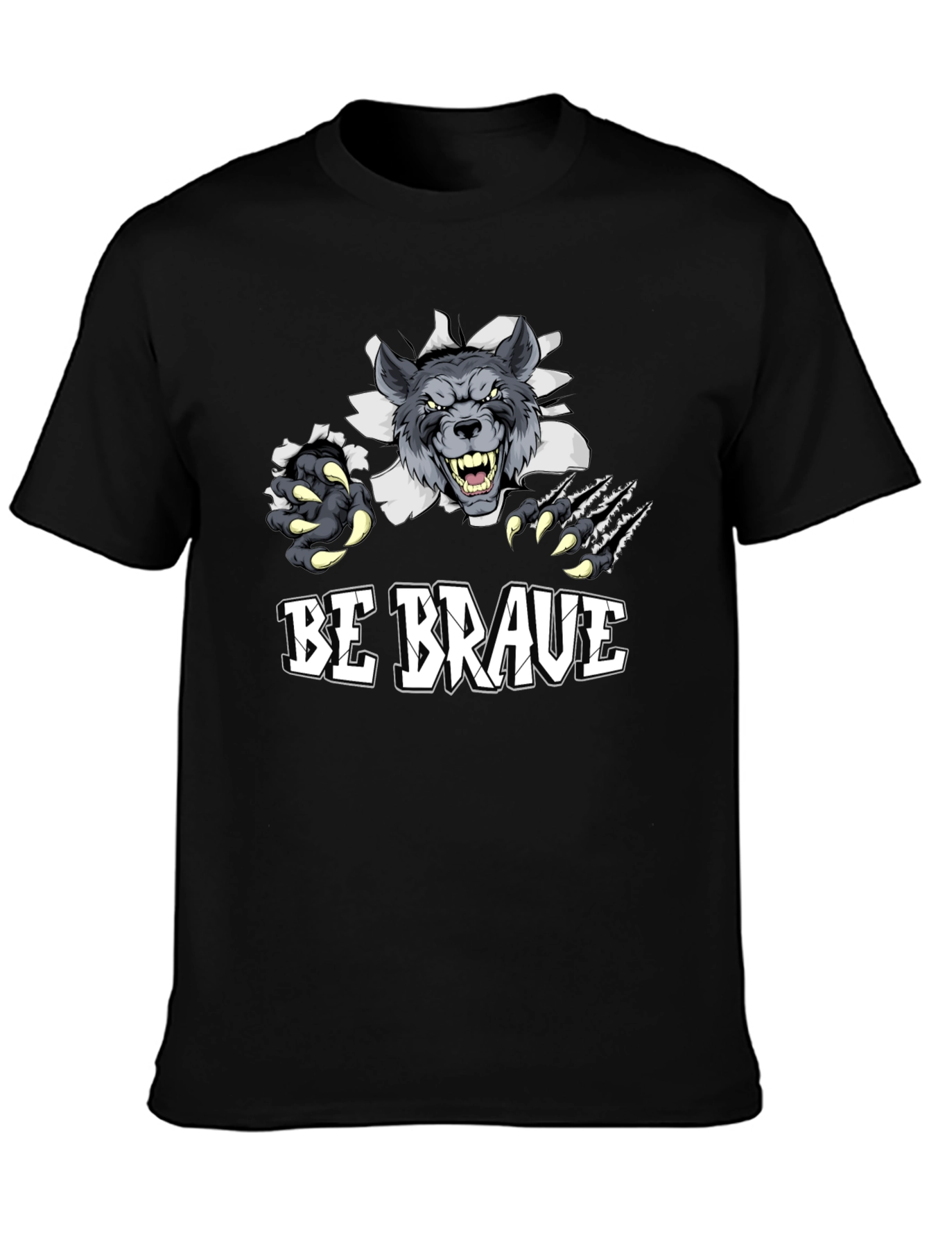 Be Brave Wolf Graphic Tee - Mens Black T-Shirt