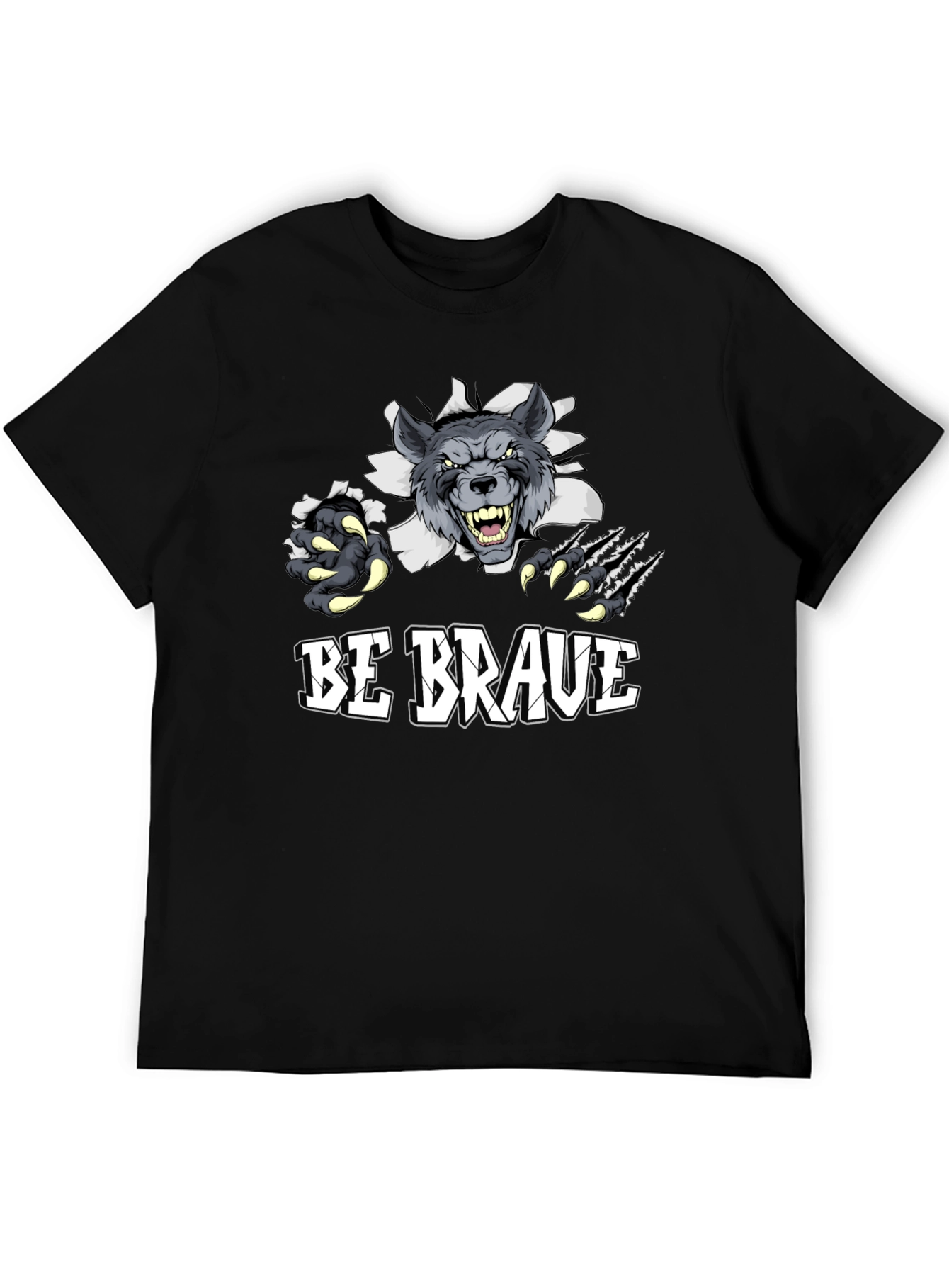Be Brave Wolf Graphic Tee - Mens Black T-Shirt