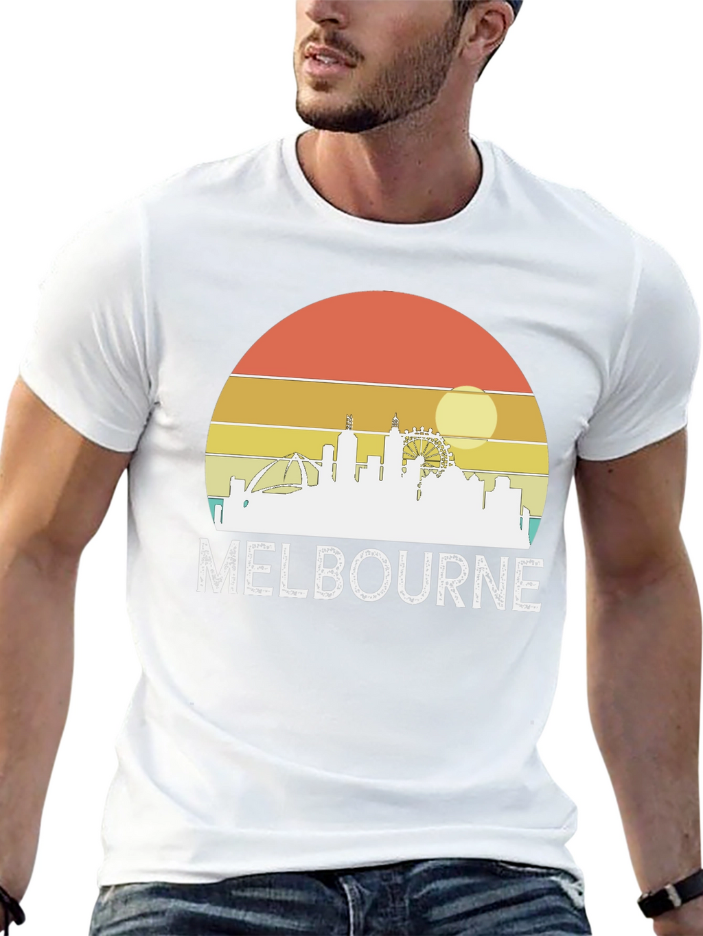Melbourne Skyline Retro Graphic Tee