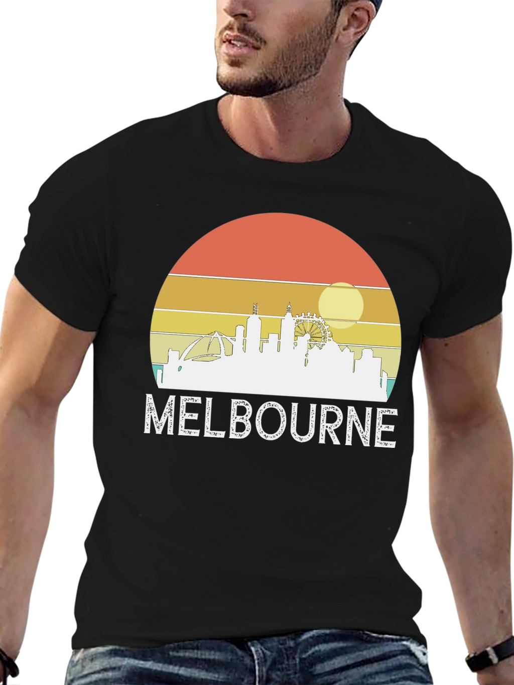 Melbourne Skyline Retro Graphic Tee