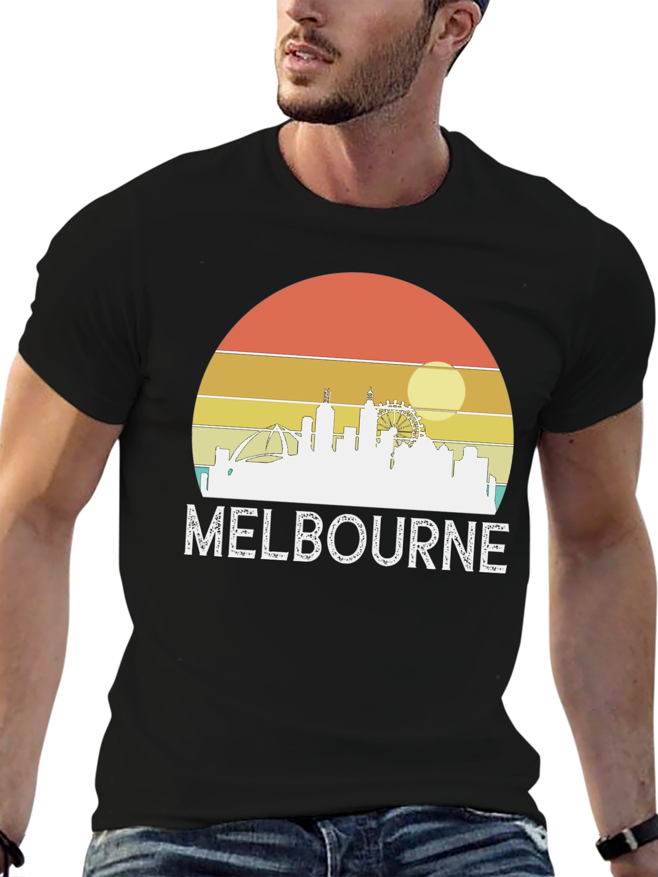 Melbourne Skyline Retro Graphic Tee