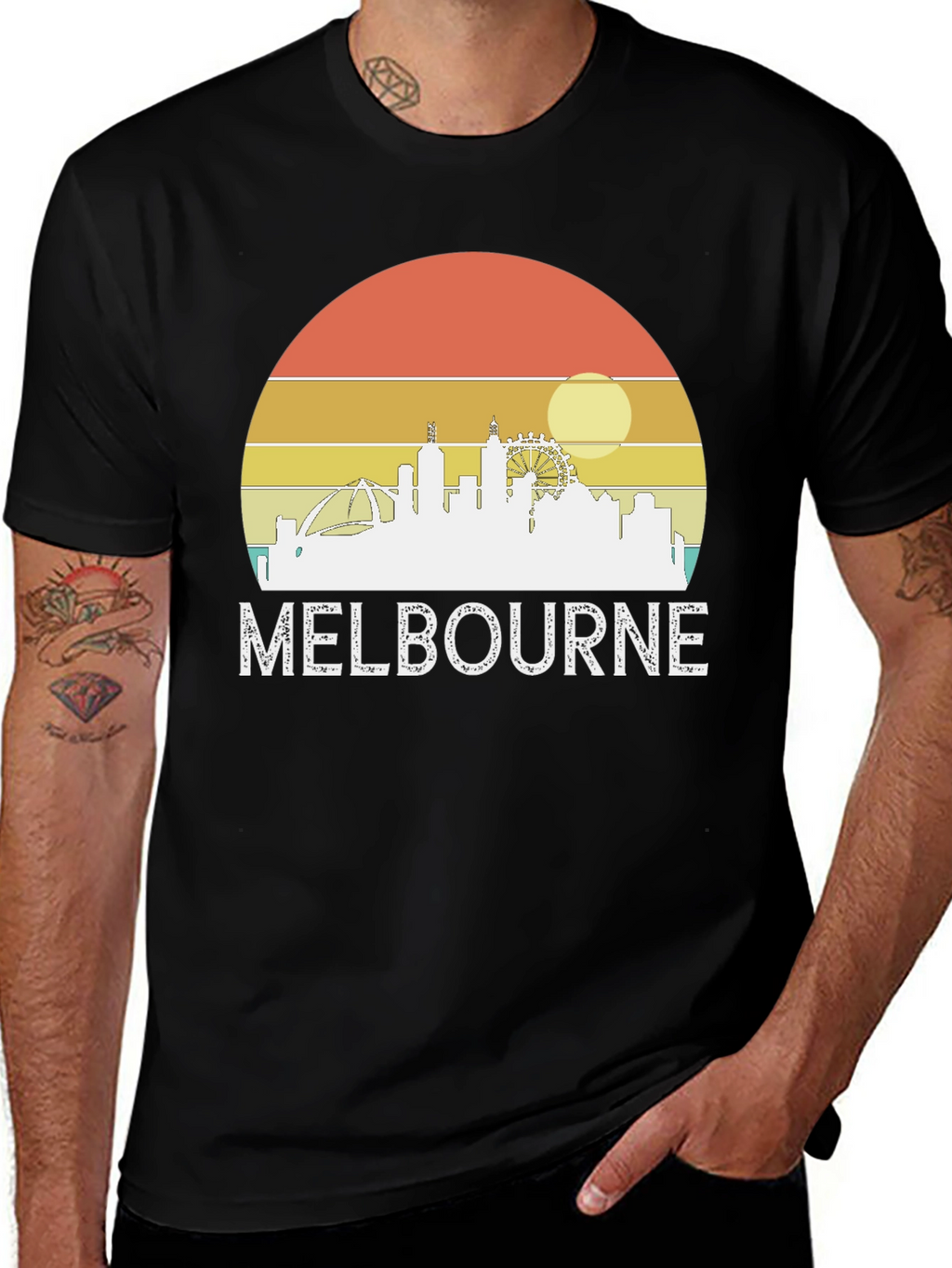 Melbourne Skyline Retro Graphic Tee