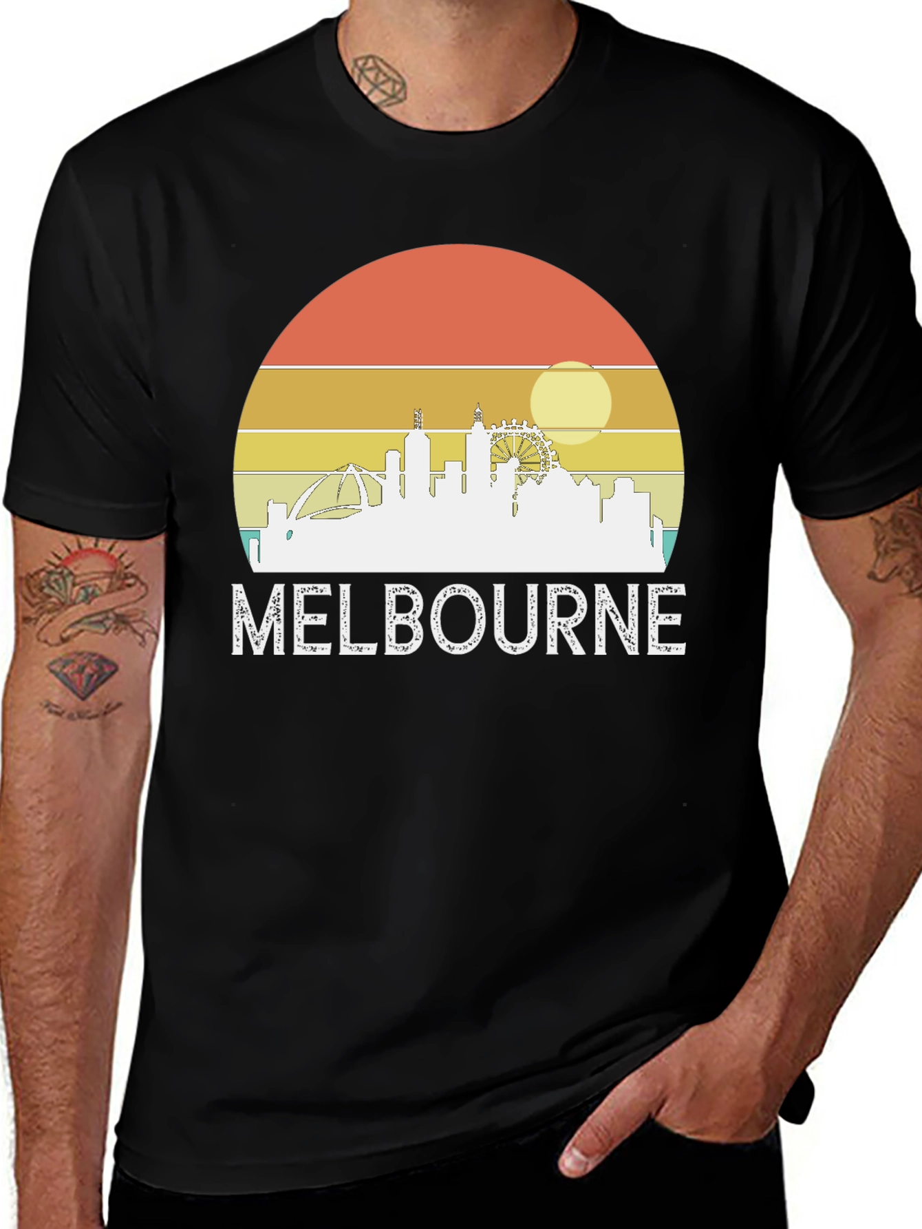 Melbourne Skyline Retro Graphic Tee