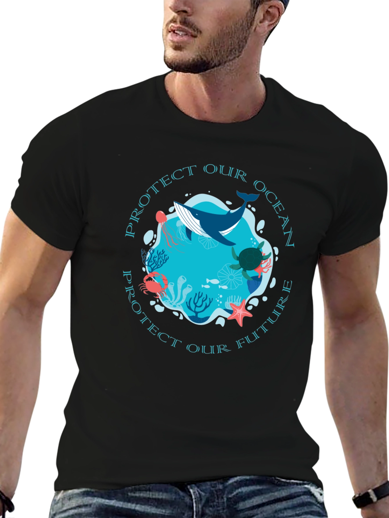 Protect Our Ocean Graphic Tee - Black