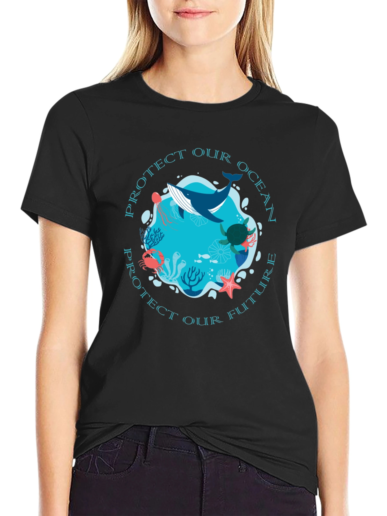 Protect Our Ocean Graphic Tee - Black