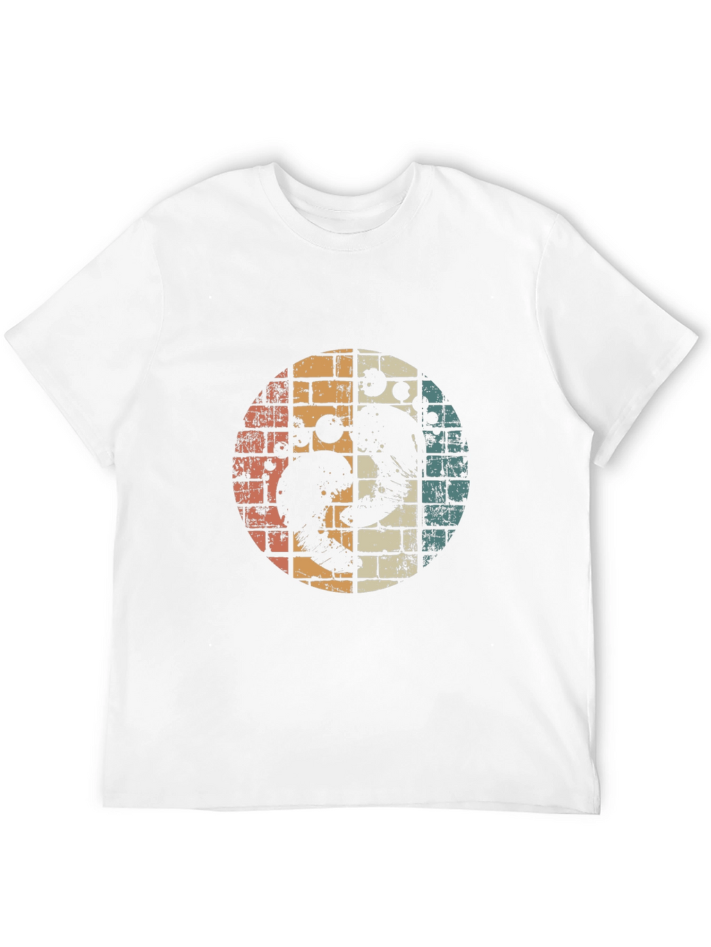 Retro Yin Yang Ocean Wave Graphic Tee - Black