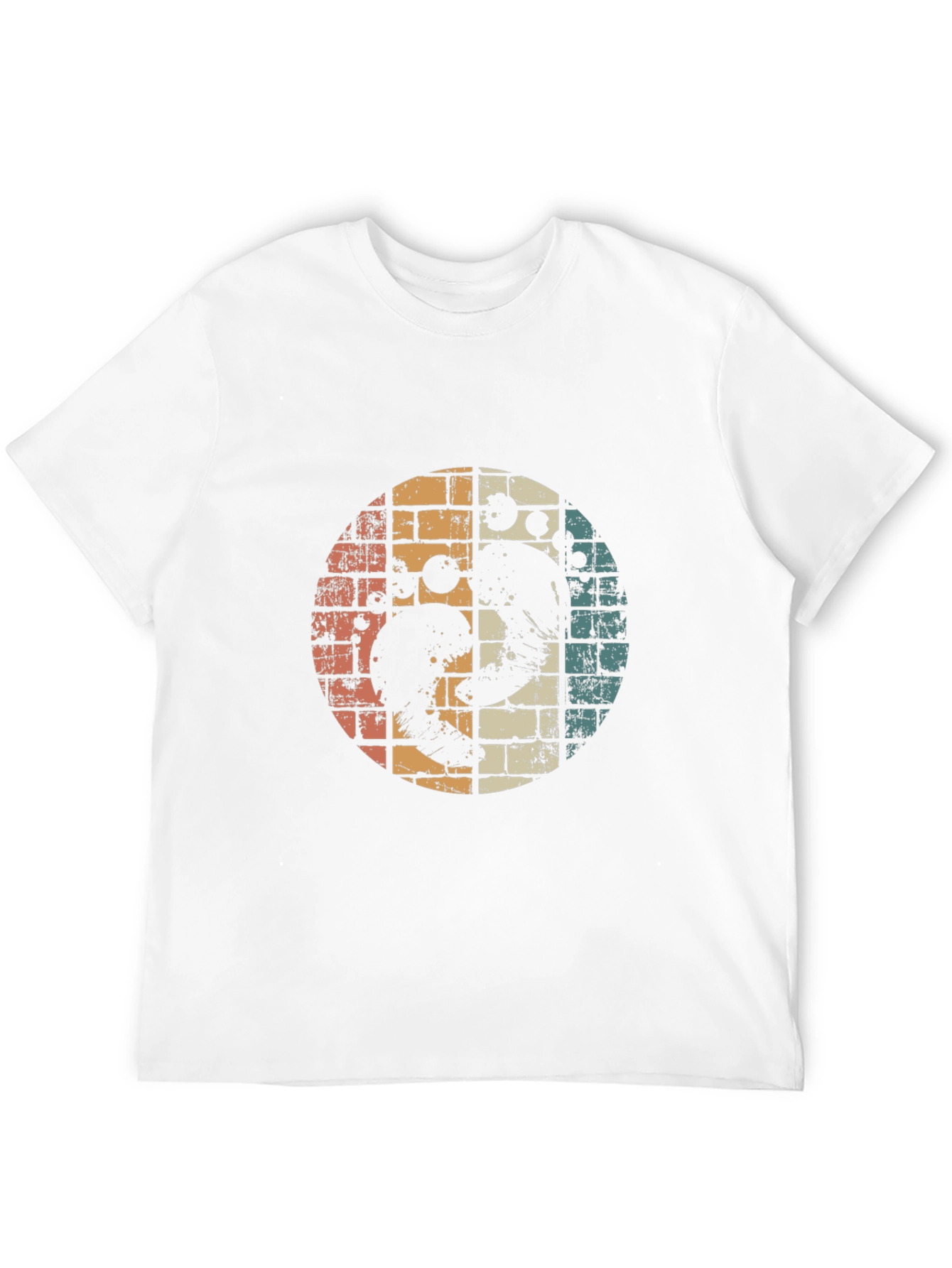 Retro Yin Yang Ocean Wave Graphic Tee - Black