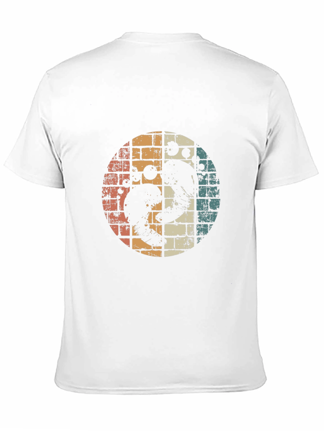 Retro Yin Yang Ocean Wave Graphic Tee - Black