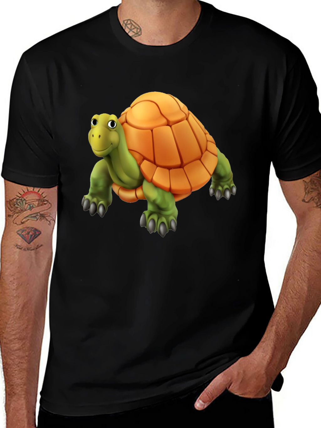 Cartoon Turtle Graphic T-Shirt