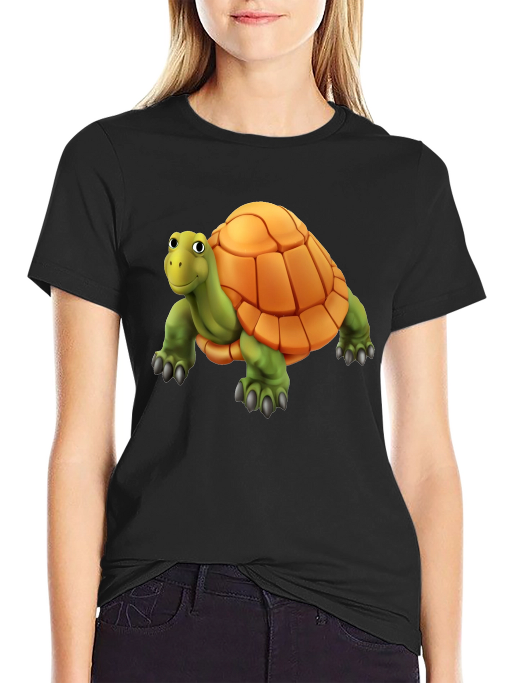 Cartoon Turtle Graphic T-Shirt