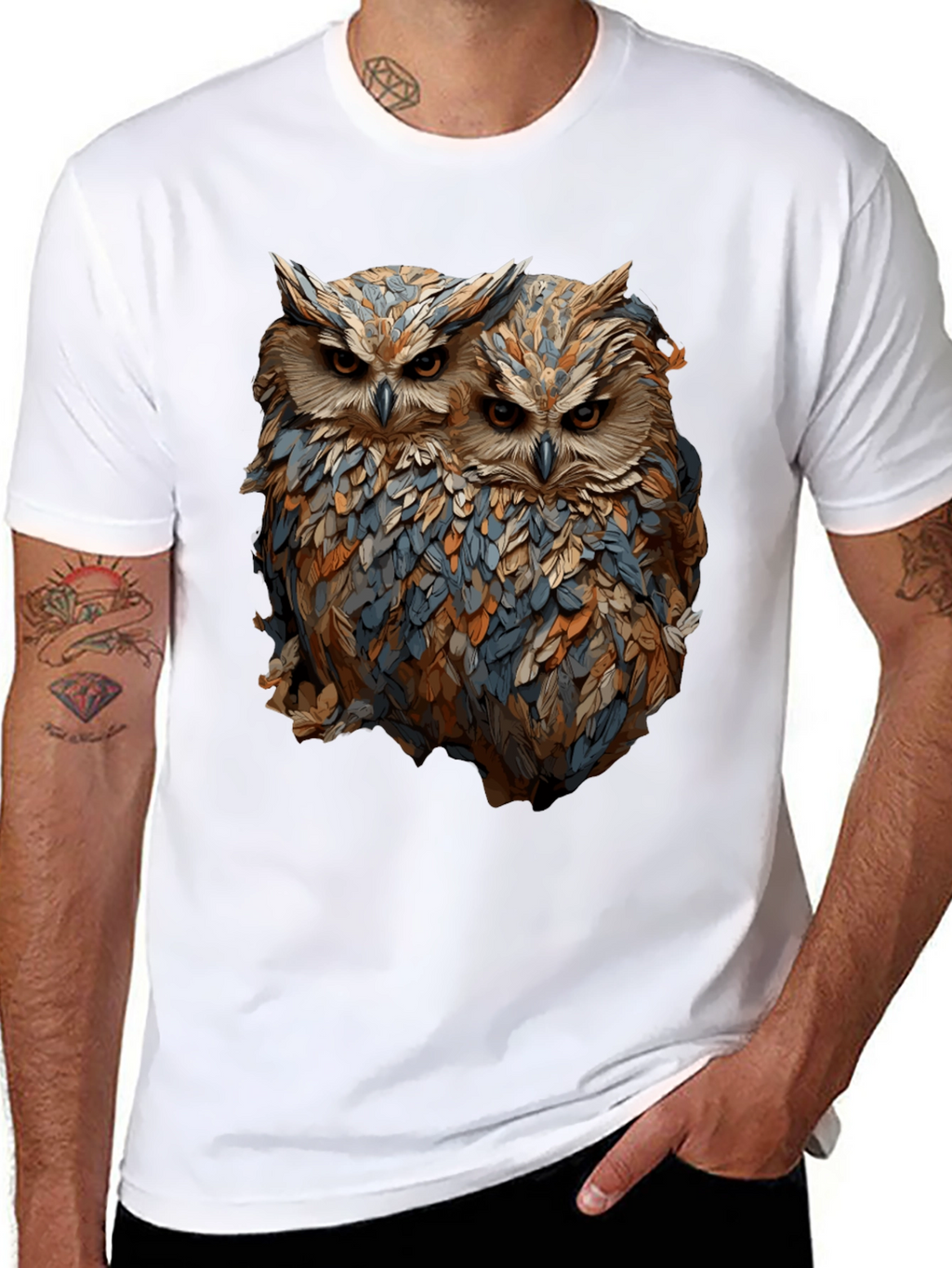 Owl Duo Graphic Tee - Unique Bird Lovers T-Shirt