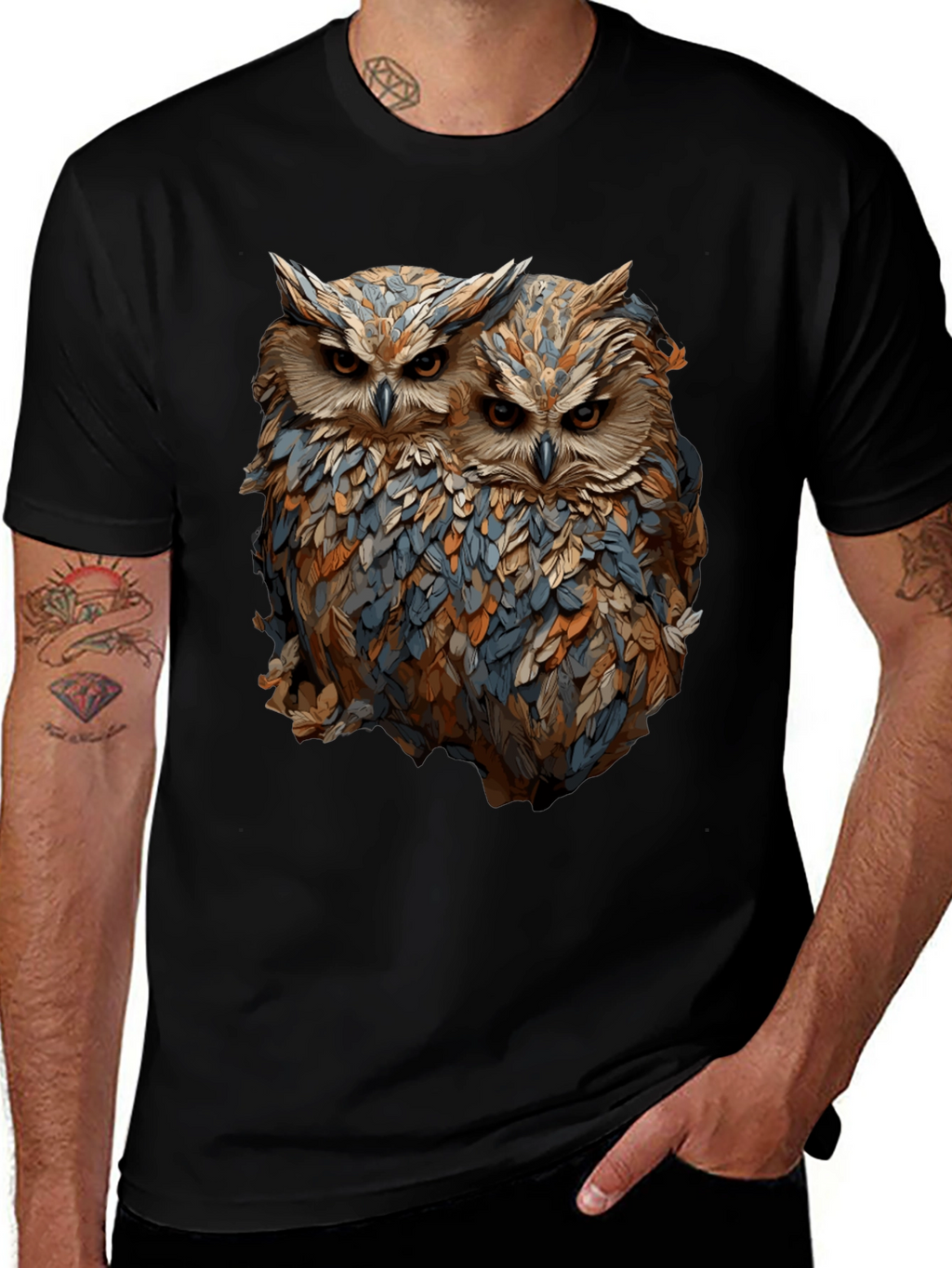 Owl Duo Graphic Tee - Unique Bird Lovers T-Shirt