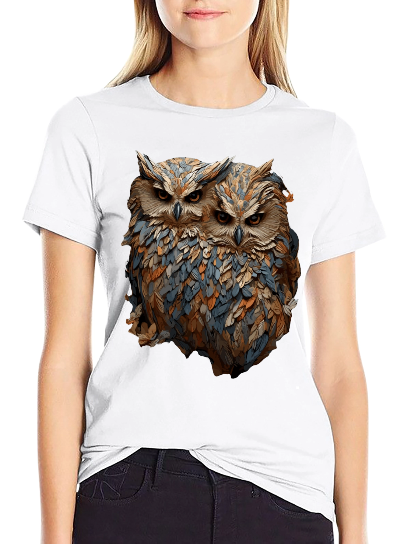 Owl Duo Graphic Tee - Unique Bird Lovers T-Shirt