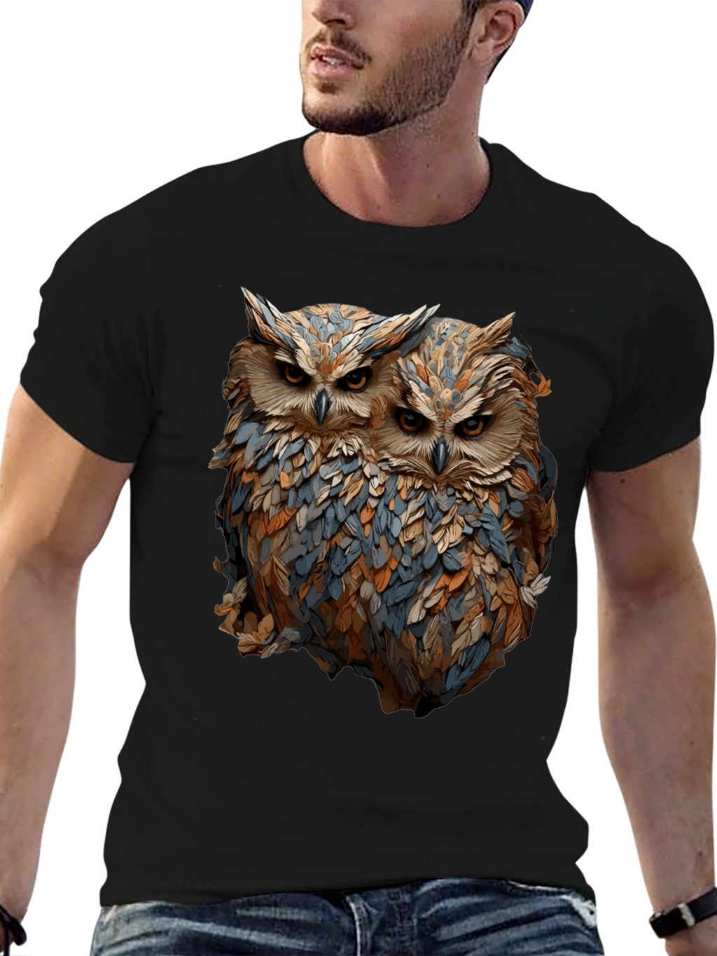 Owl Duo Graphic Tee - Unique Bird Lovers T-Shirt