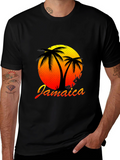 Jamaica Sunset Palm Tree Graphic Tee