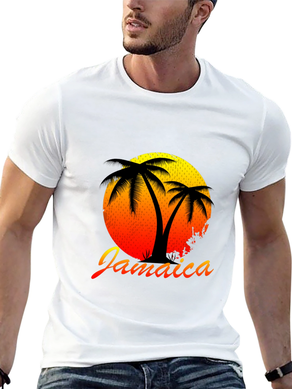Jamaica Sunset Palm Tree Graphic Tee