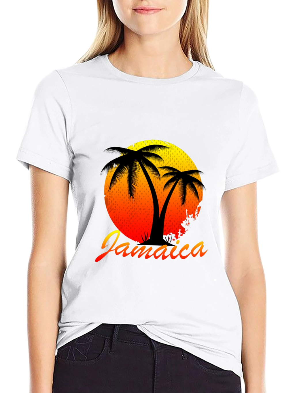 Jamaica Sunset Palm Tree Graphic Tee