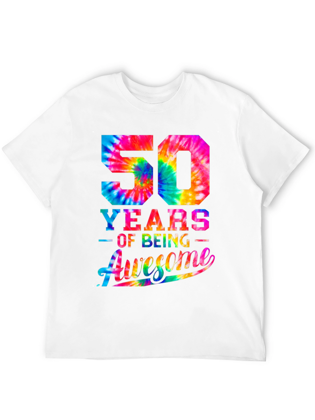 50 Years of Being Awesome Tie-Dye Graphic T-Shirt