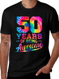50 Years of Being Awesome Tie-Dye Graphic T-Shirt