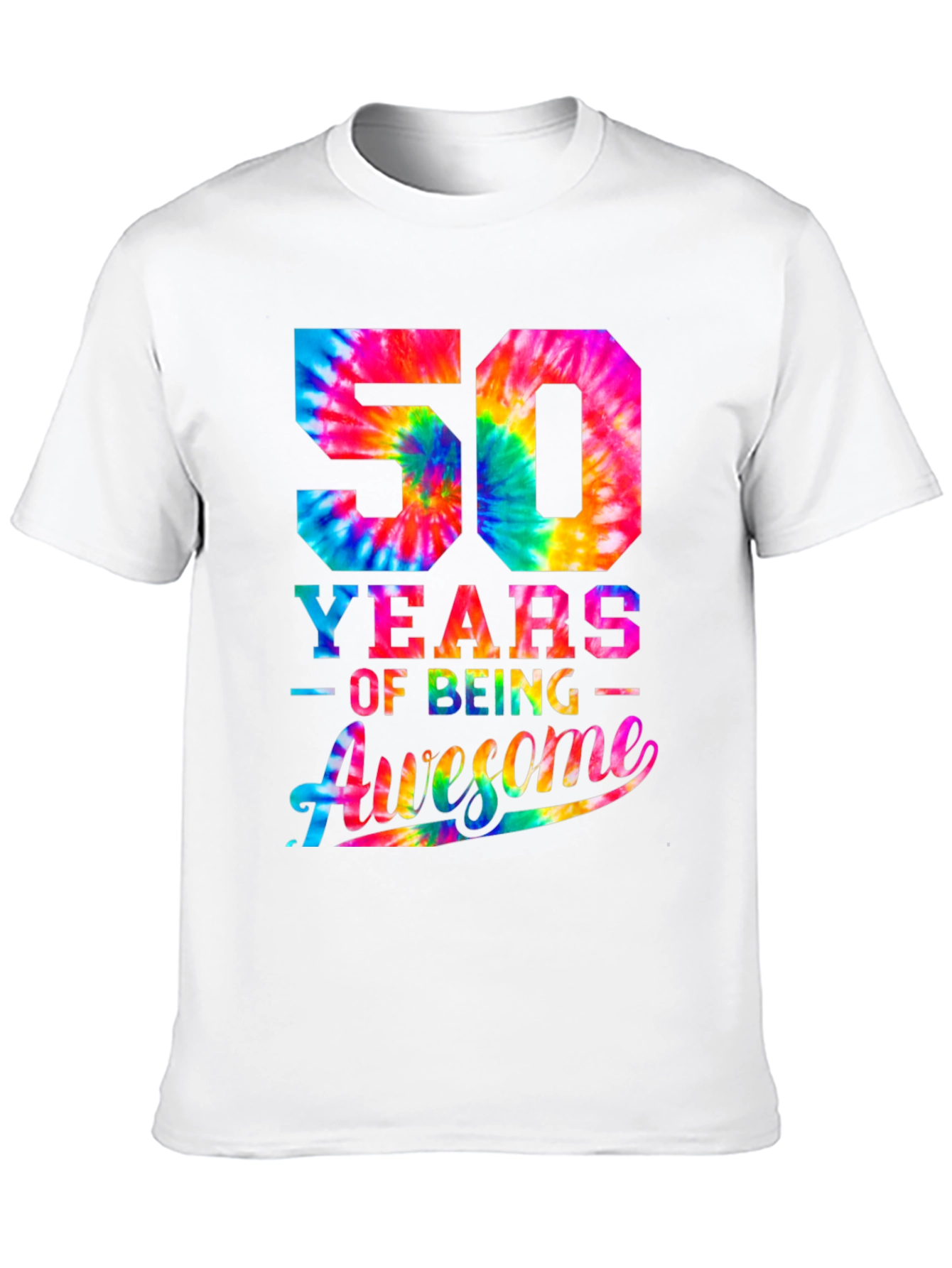 50 Years of Being Awesome Tie-Dye Graphic T-Shirt