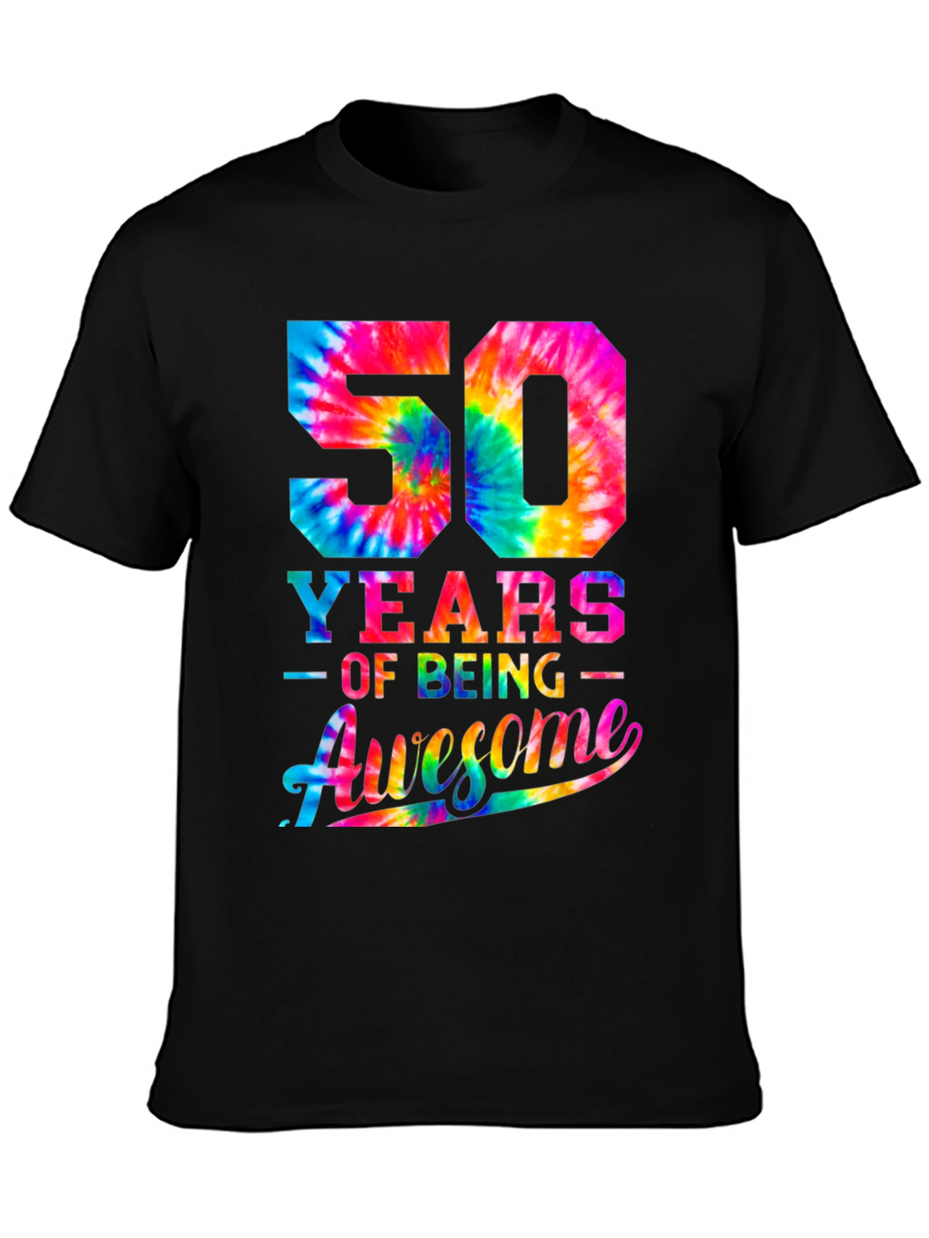 50 Years of Being Awesome Tie-Dye Graphic T-Shirt