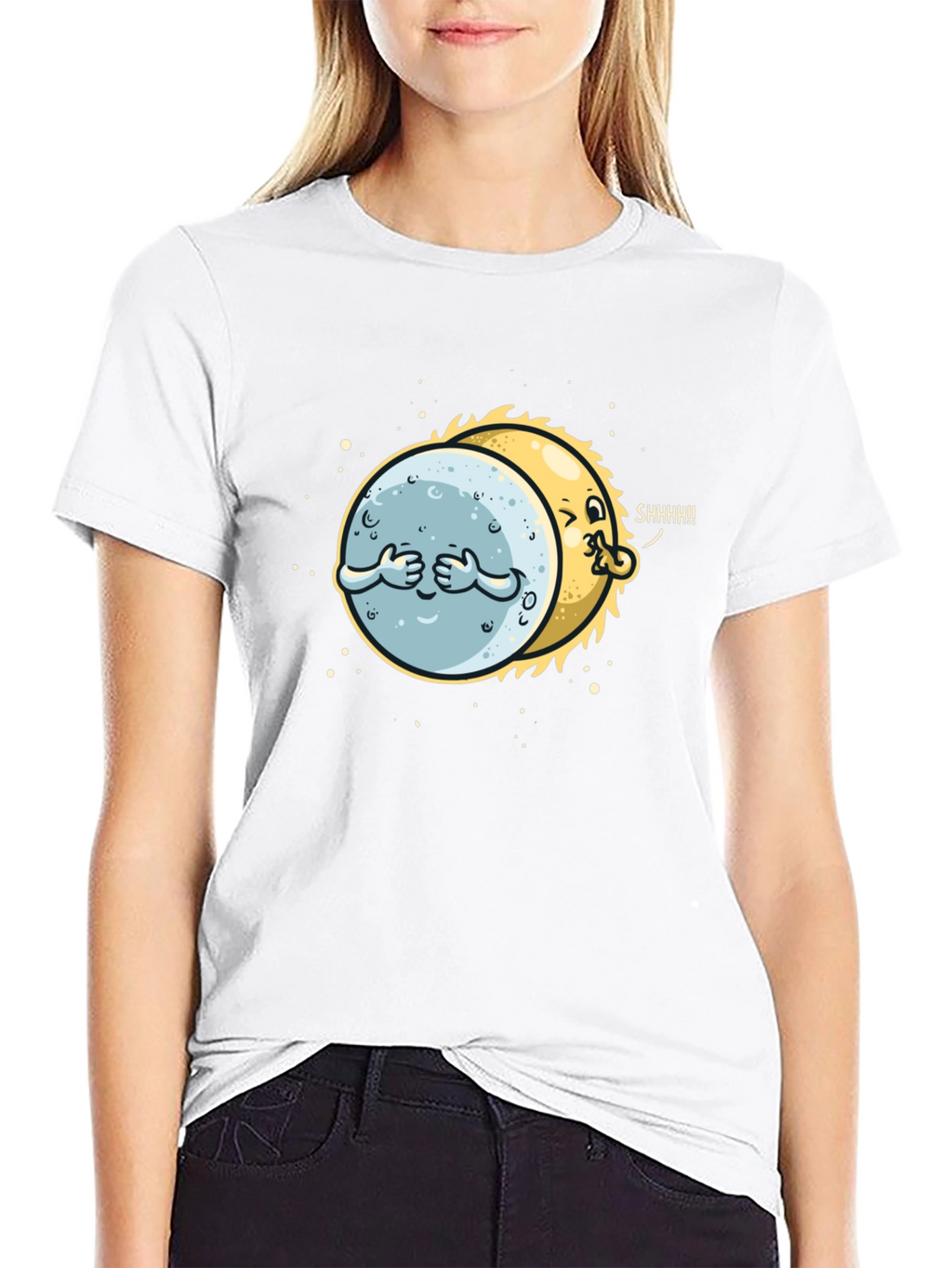 Eclipse Graphic Tee - Black Cotton Blend Shirt