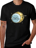 Eclipse Graphic Tee - Black Cotton Blend Shirt