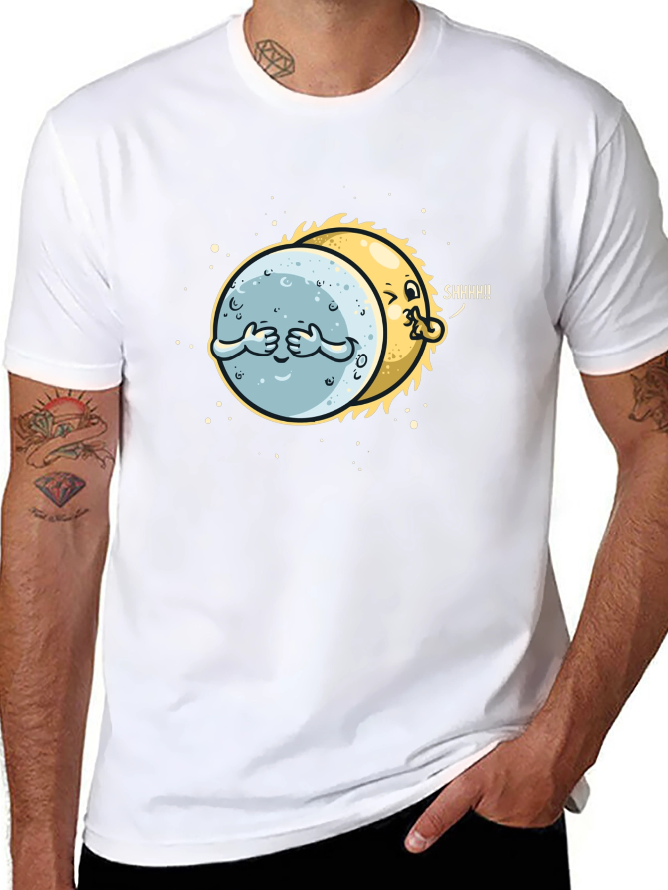 Eclipse Graphic Tee - Black Cotton Blend Shirt