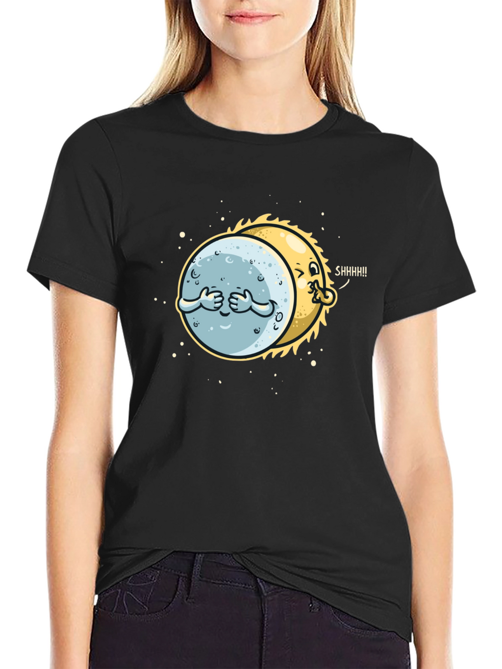 Eclipse Graphic Tee - Black Cotton Blend Shirt
