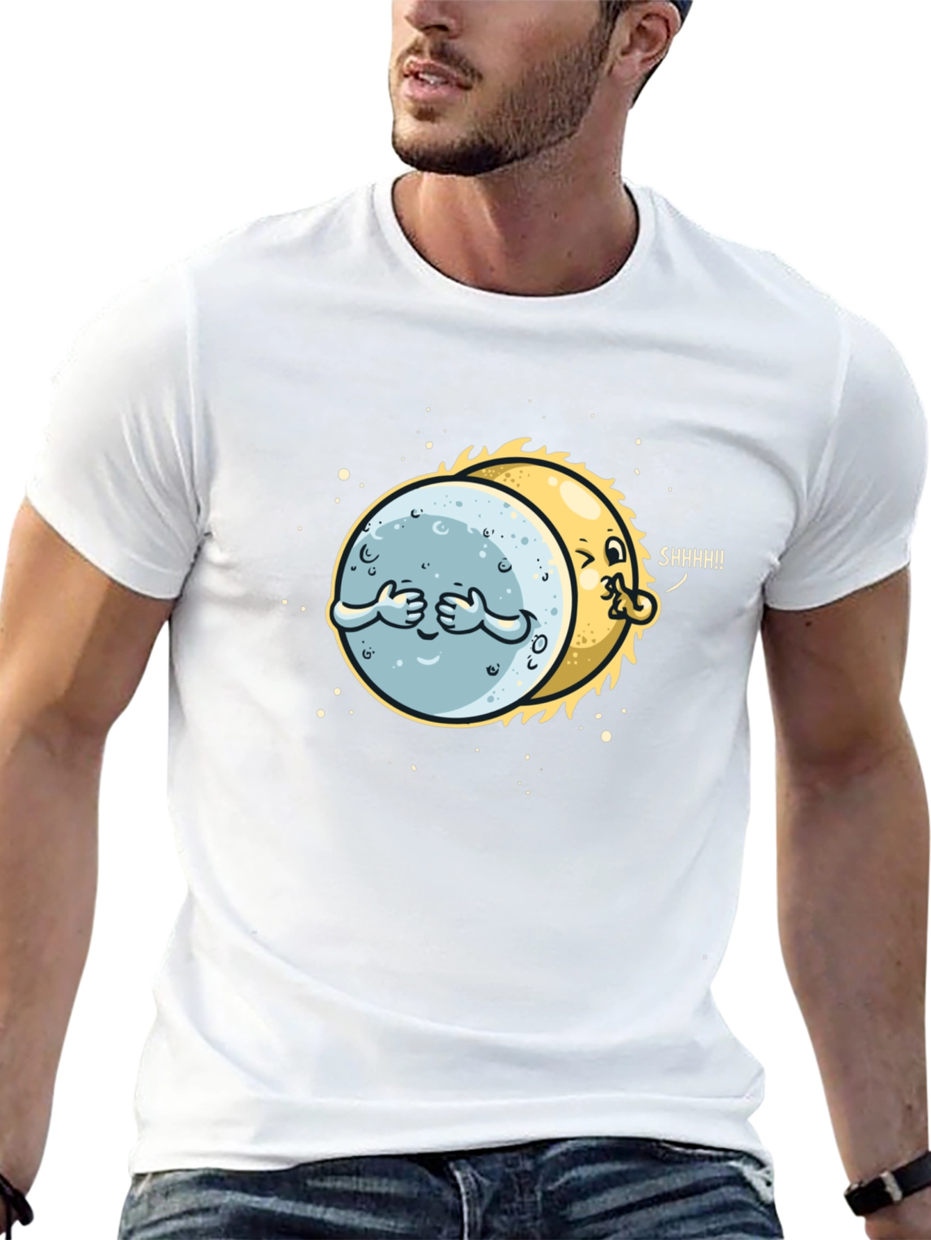 Eclipse Graphic Tee - Black Cotton Blend Shirt