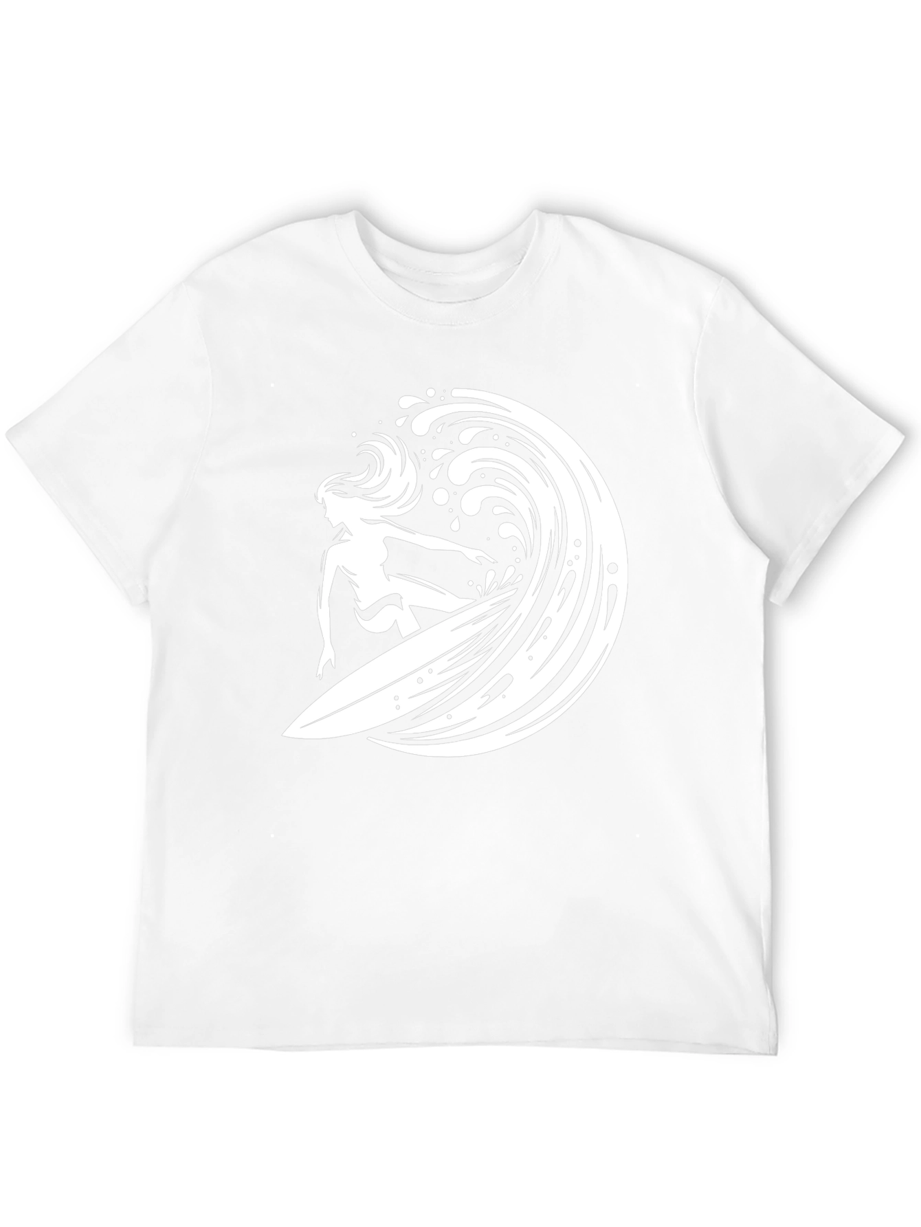 Surfer Girl Wave Graphic Tee - Black Cotton T-Shirt