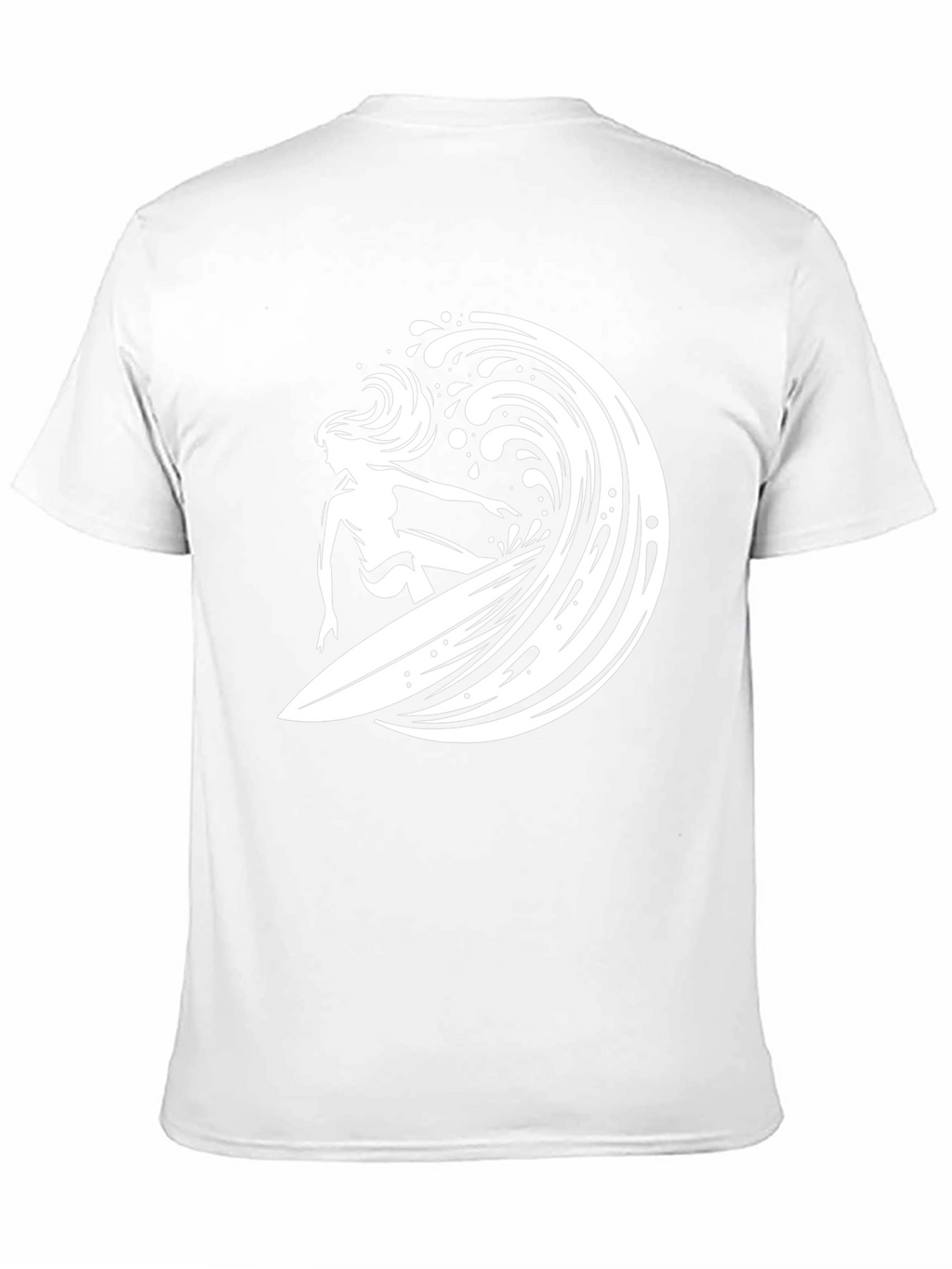 Surfer Girl Wave Graphic Tee - Black Cotton T-Shirt