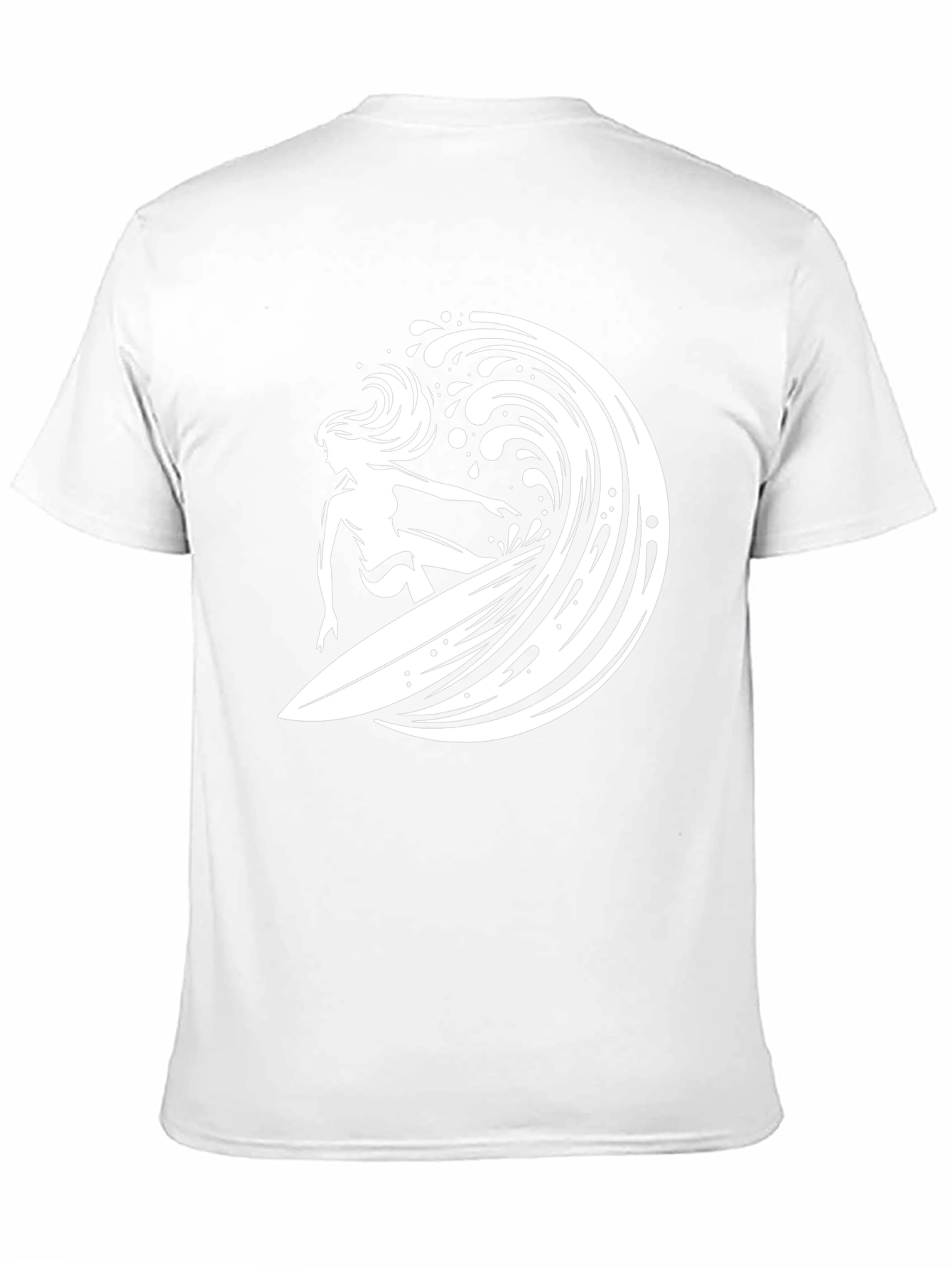 Surfer Girl Wave Graphic Tee - Black Cotton T-Shirt