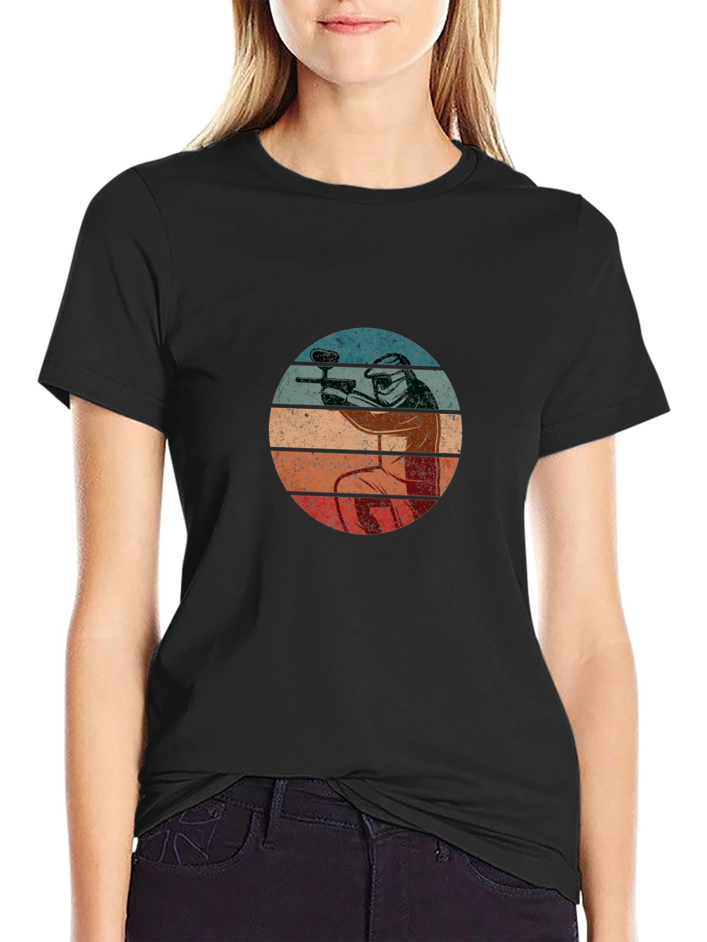 Paintball Player Retro T-Shirt - Black