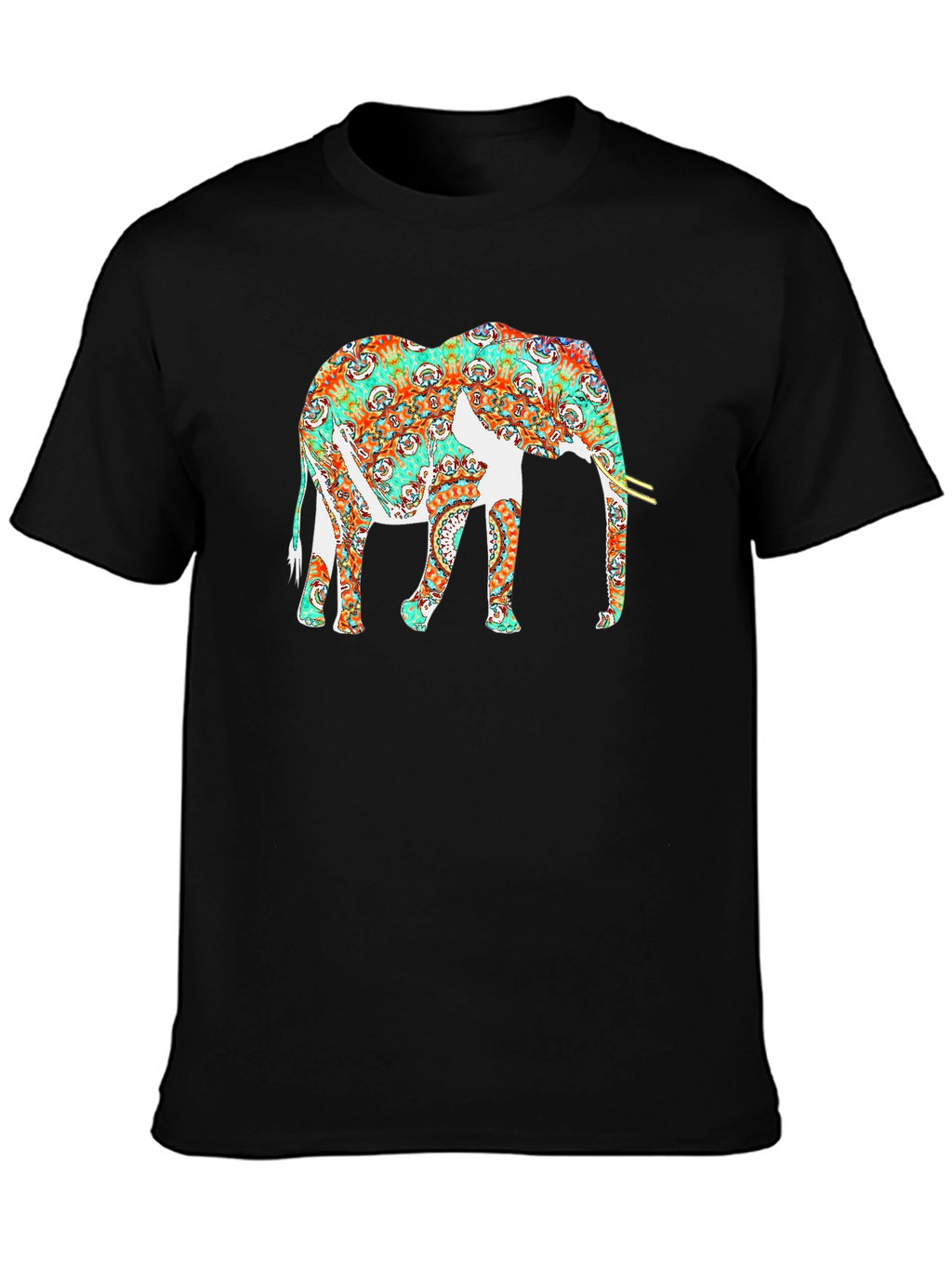 Elephant Graphic Print Black Casual T-Shirt