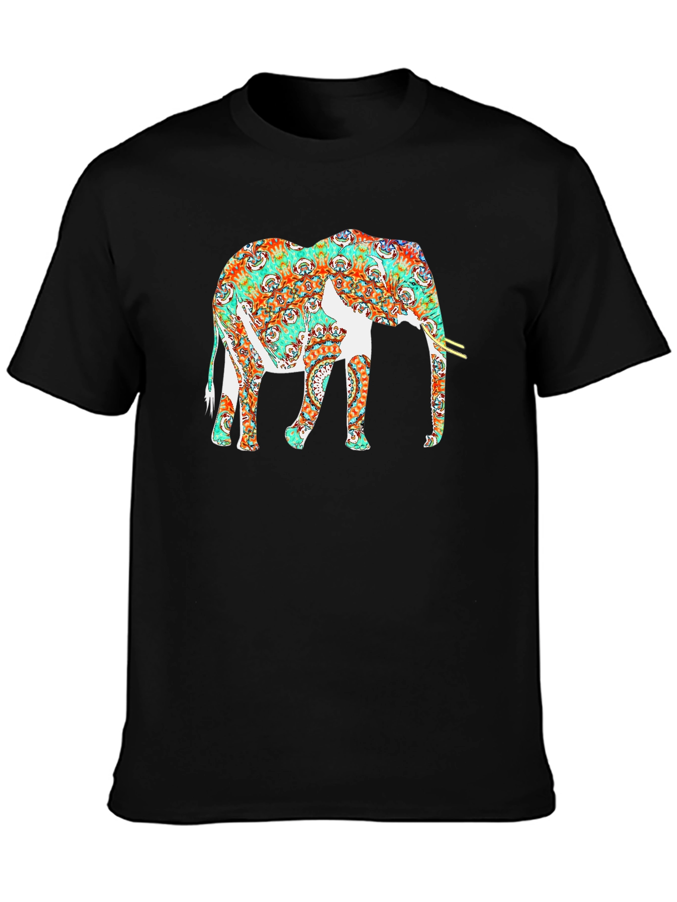 Elephant Graphic Print Black Casual T-Shirt