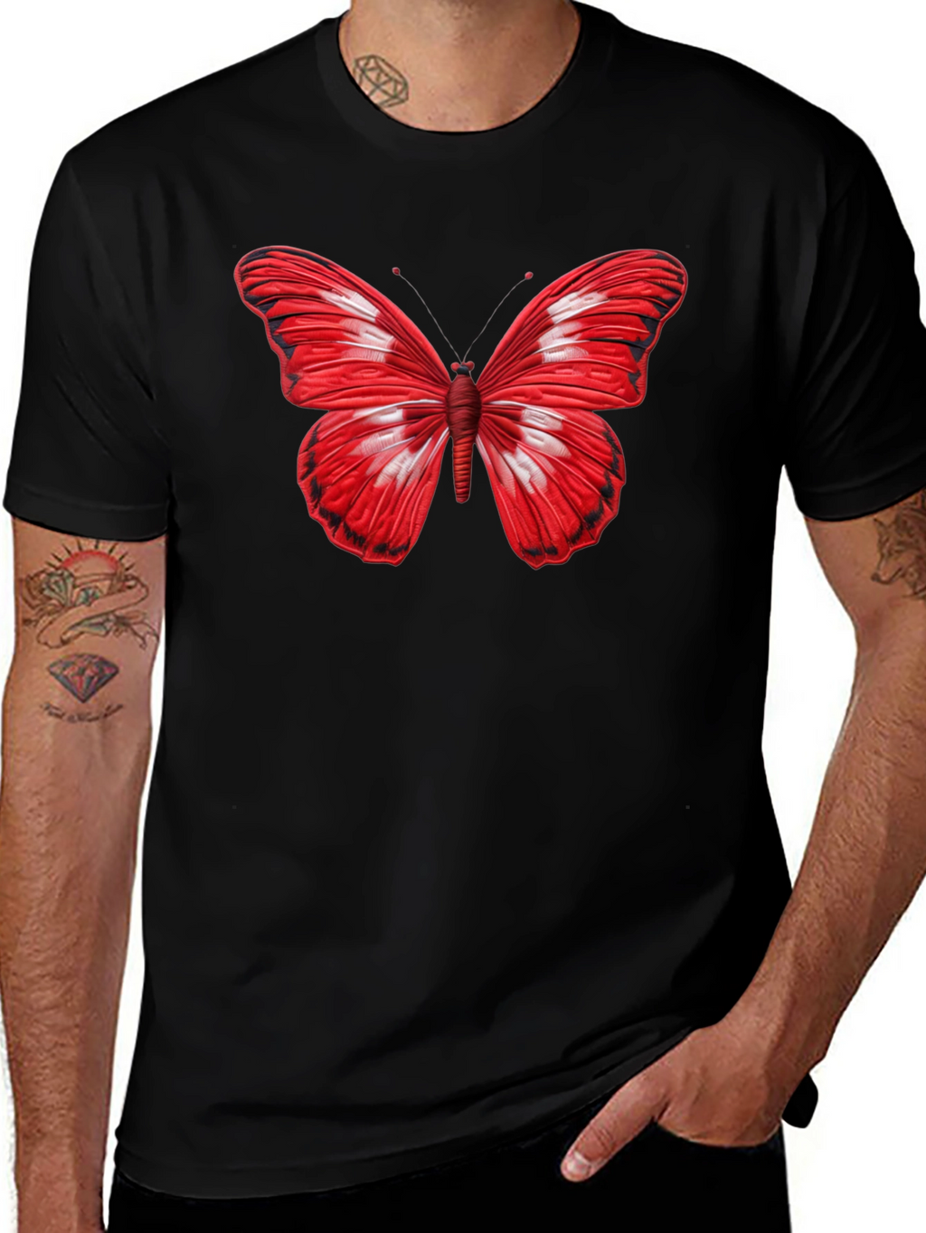 Butterfly Graphic Black T-Shirt - Stylish Mens Tee