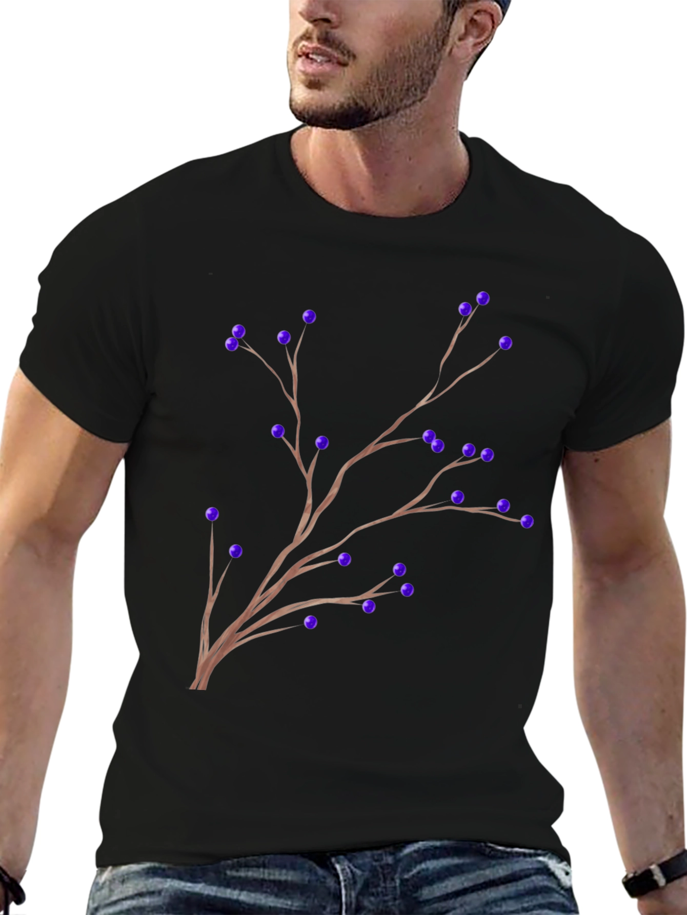 Berry Branch Print T-Shirt - Stylish Casual Wear