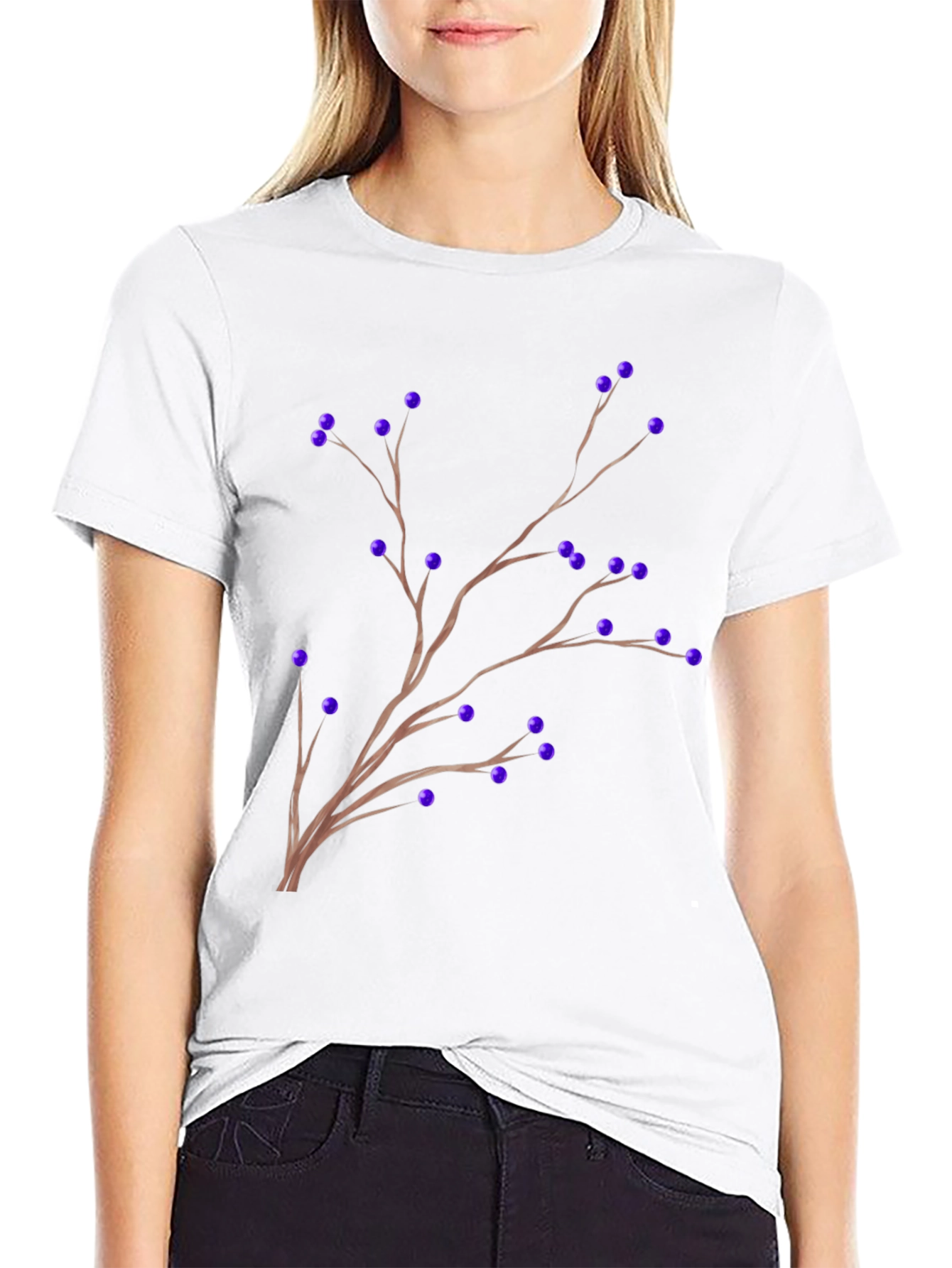 Berry Branch Print T-Shirt - Stylish Casual Wear