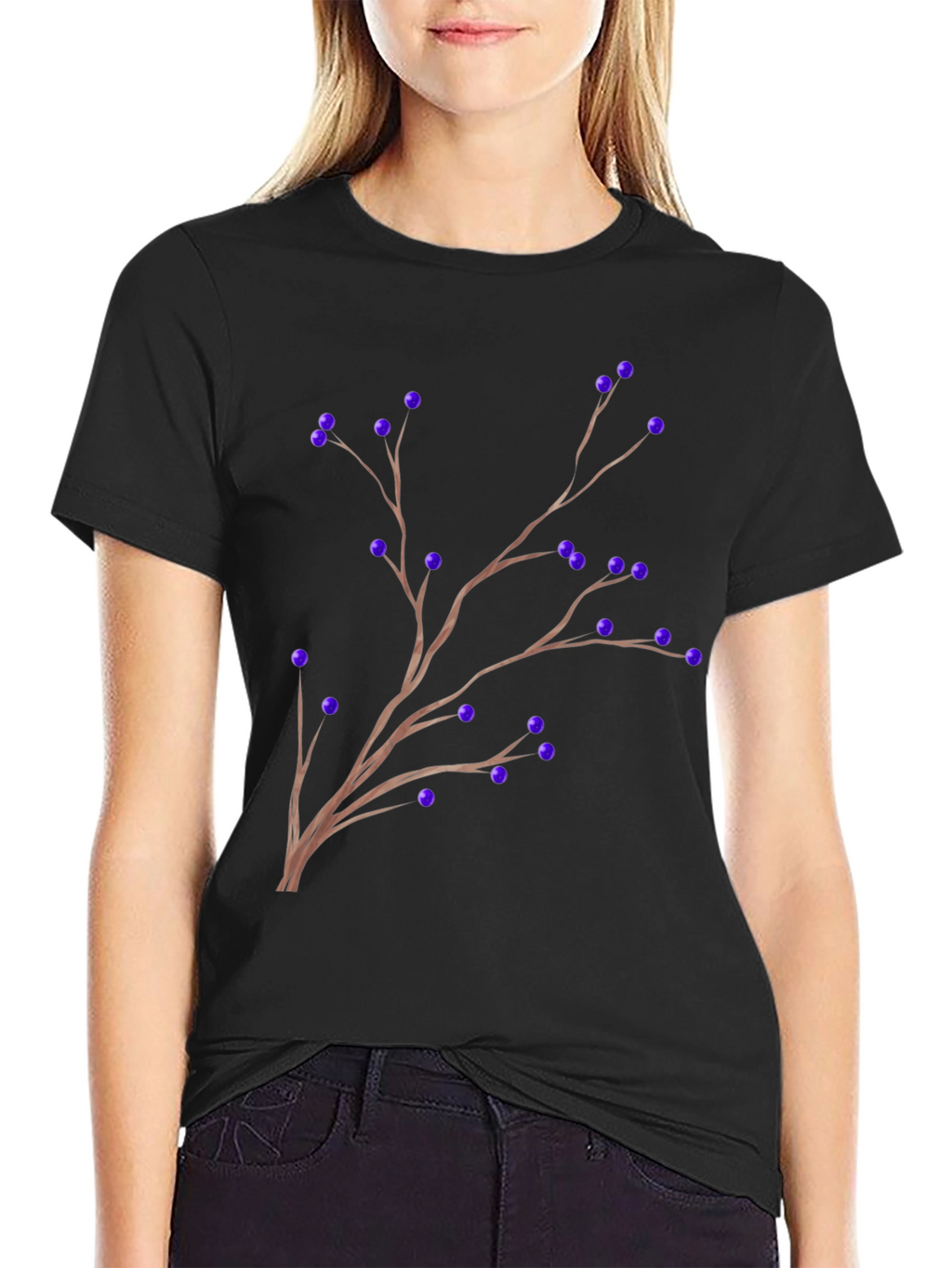 Berry Branch Print T-Shirt - Stylish Casual Wear