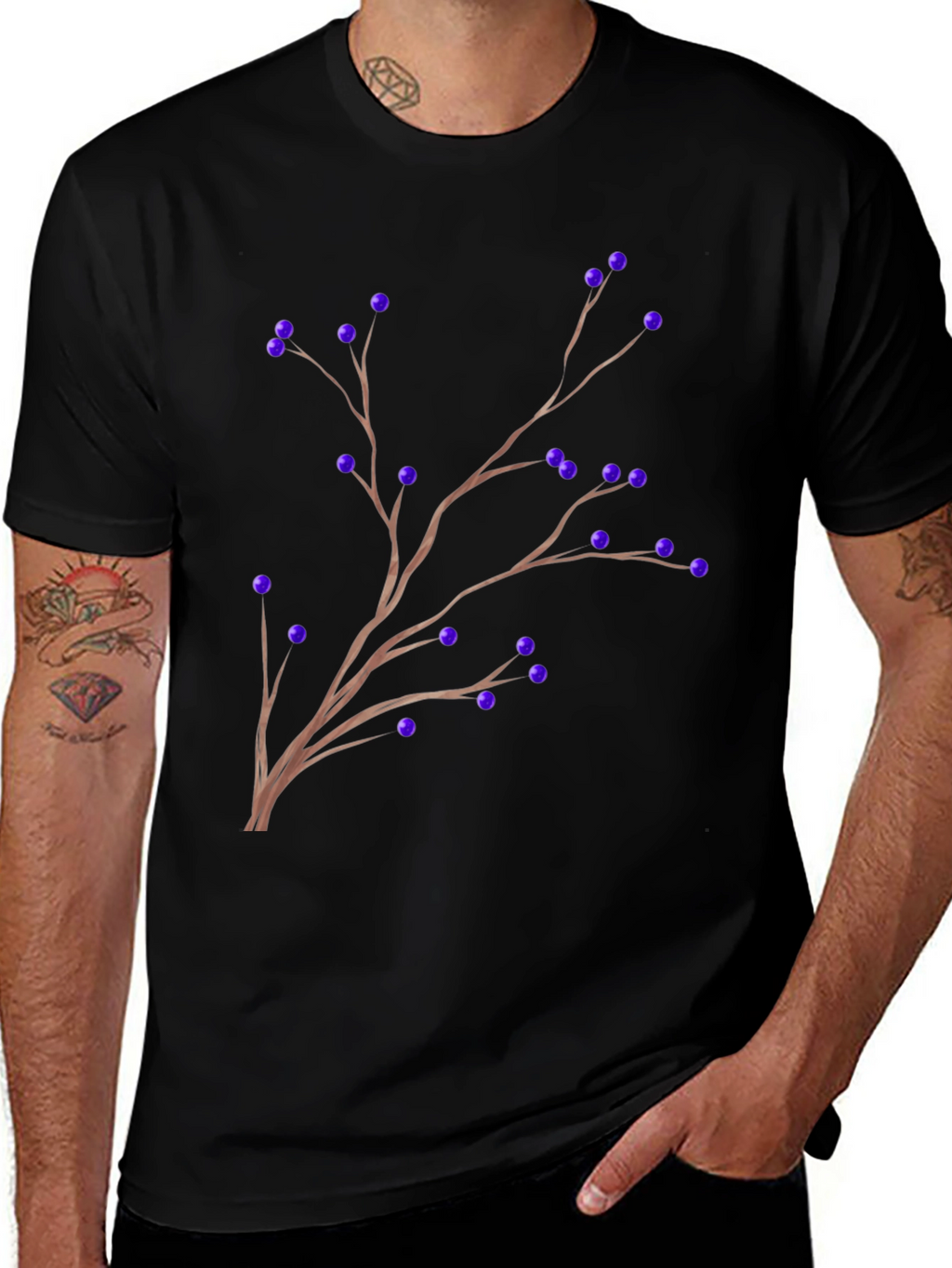 Berry Branch Print T-Shirt - Stylish Casual Wear