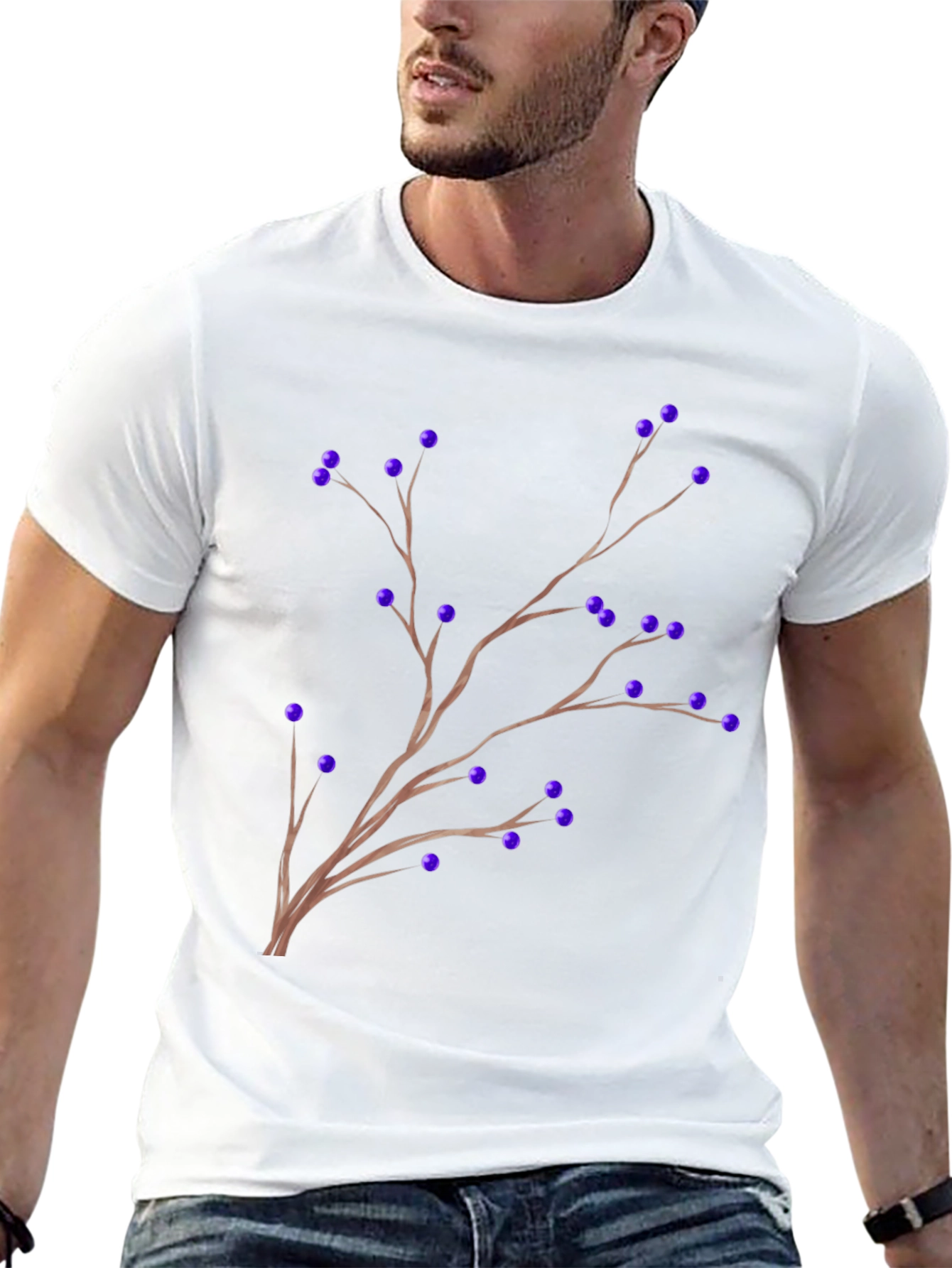 Berry Branch Print T-Shirt - Stylish Casual Wear